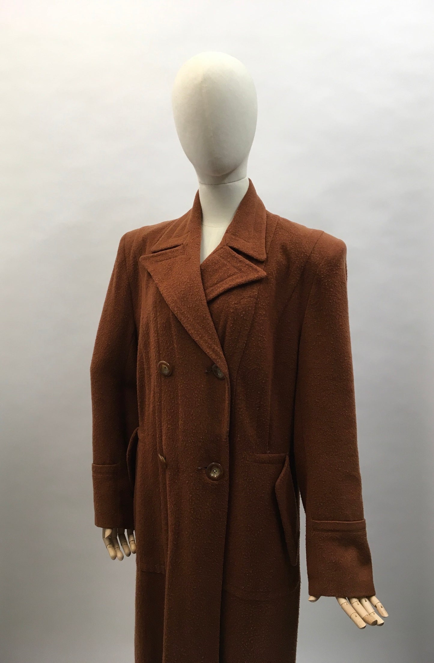 Original 1940s Utility CC41 Rust Coat - Exquisitely Tailored in a lovely soft rust wool