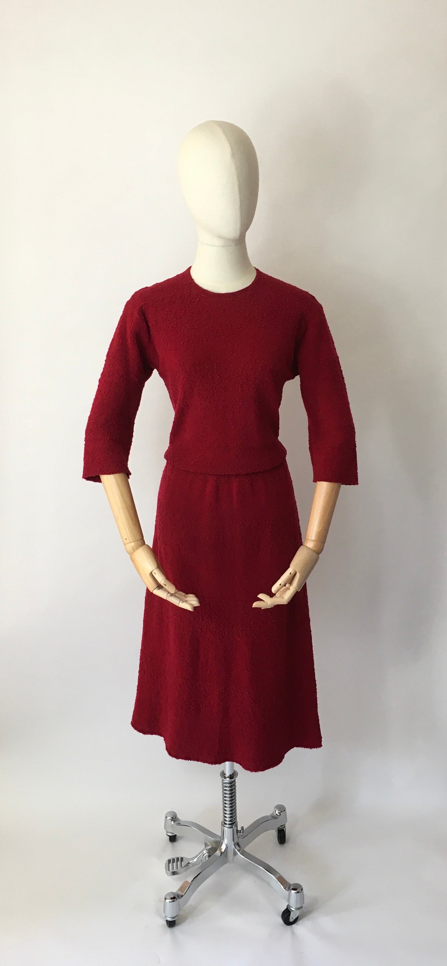 Original 1940’s Knitted Dress - In a Beautiful Raspberry Red Colour