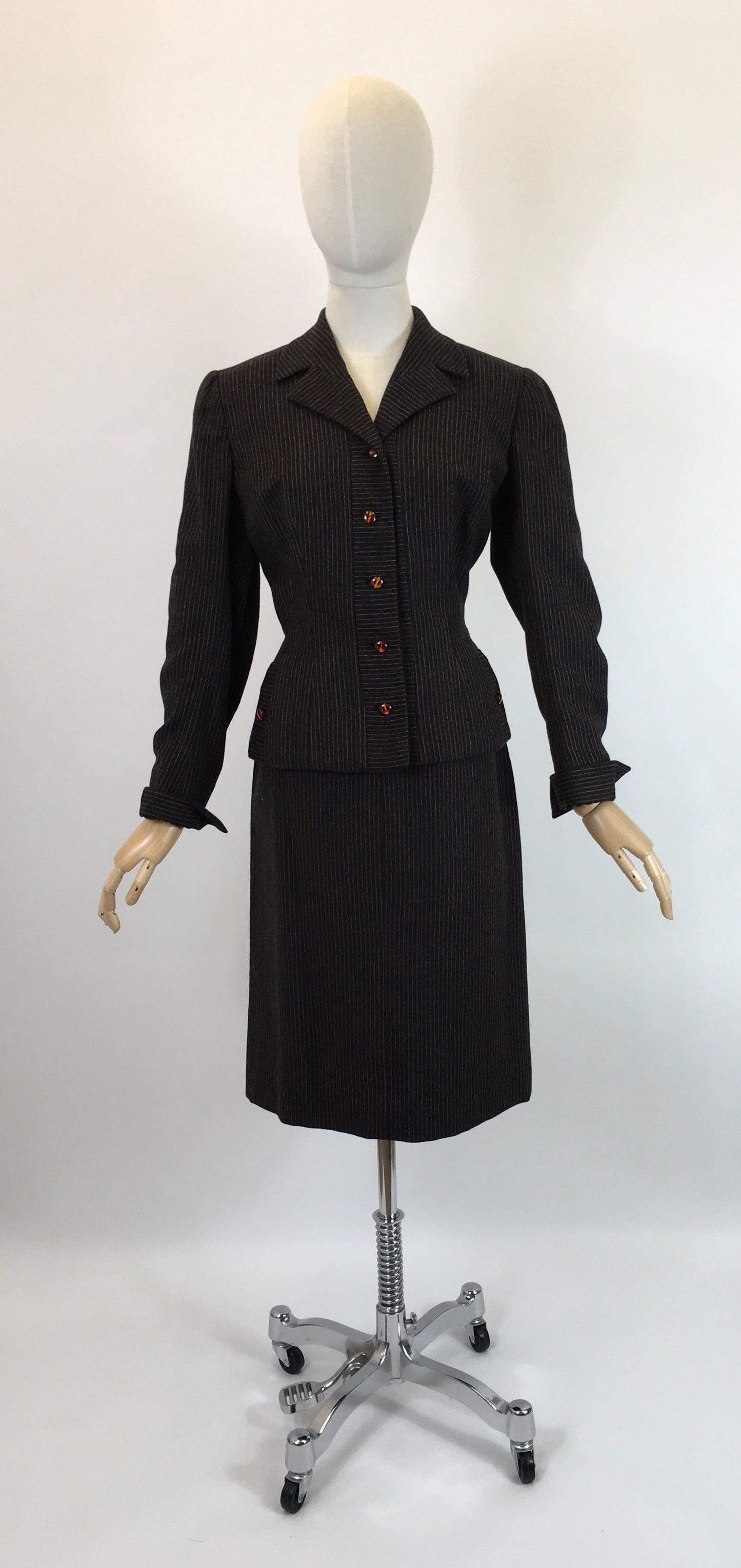 Original 1940’s Sensational American 2pc Suit by ‘ Peck and Peck’ - In Brown and Orange Pinstripe