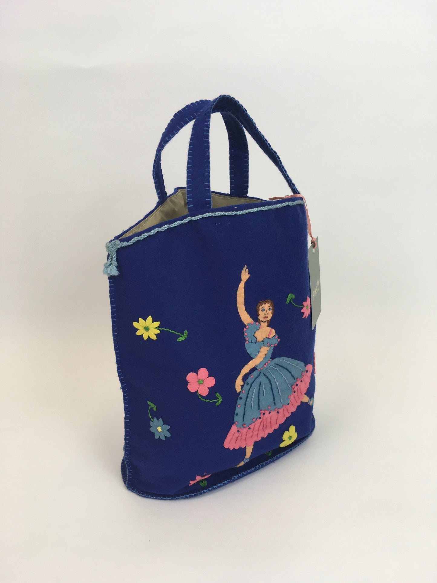 Original Late 1940s Early 1950’s Felt Handbag - ‘ Make do and Mend’ era Featuring a Ballerina and Floral Adornment