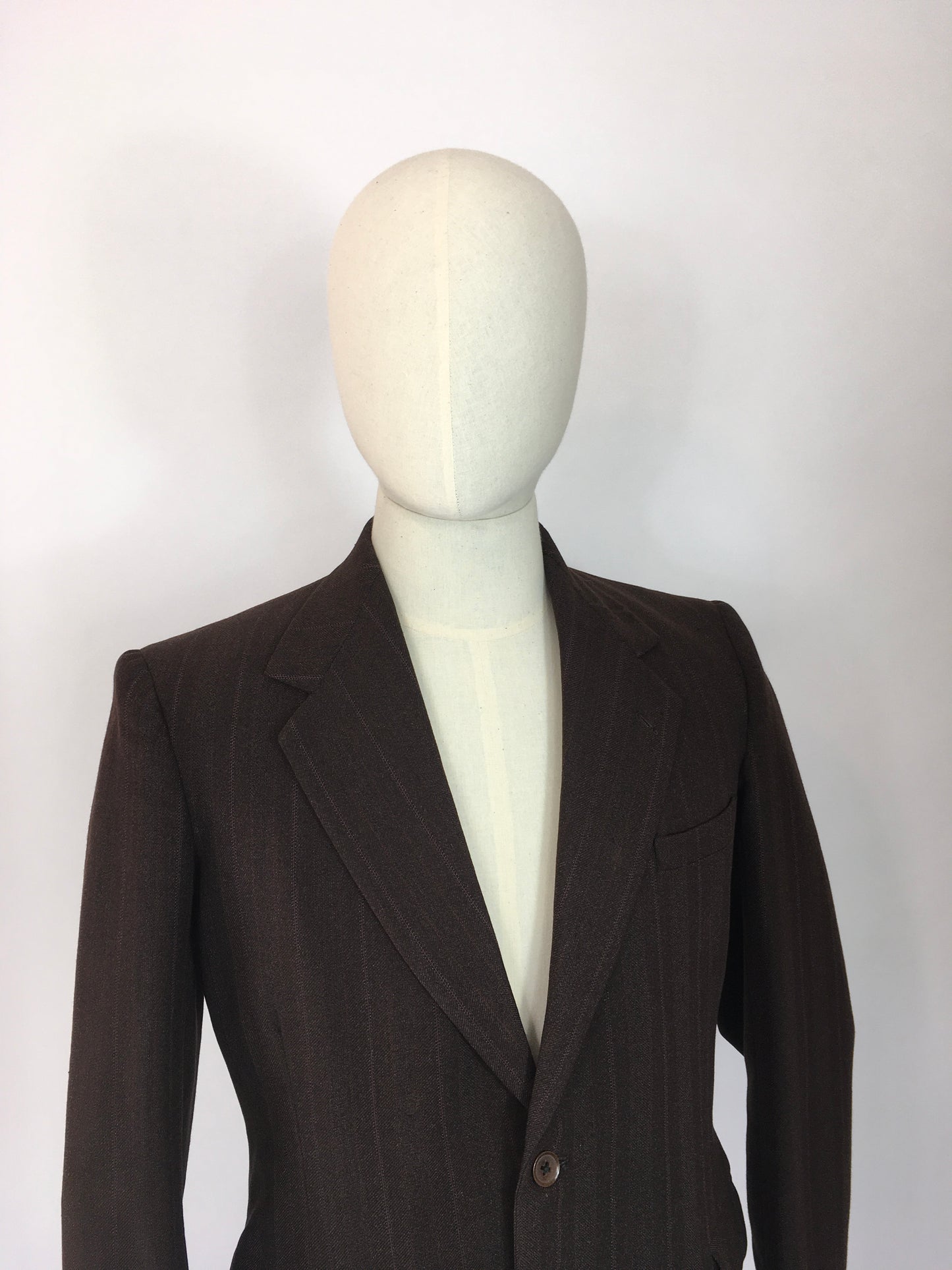 Original 1940’s CC41 Montague Burton Jacket - In a Lovely Brown with Orange and Pink Pinstripe