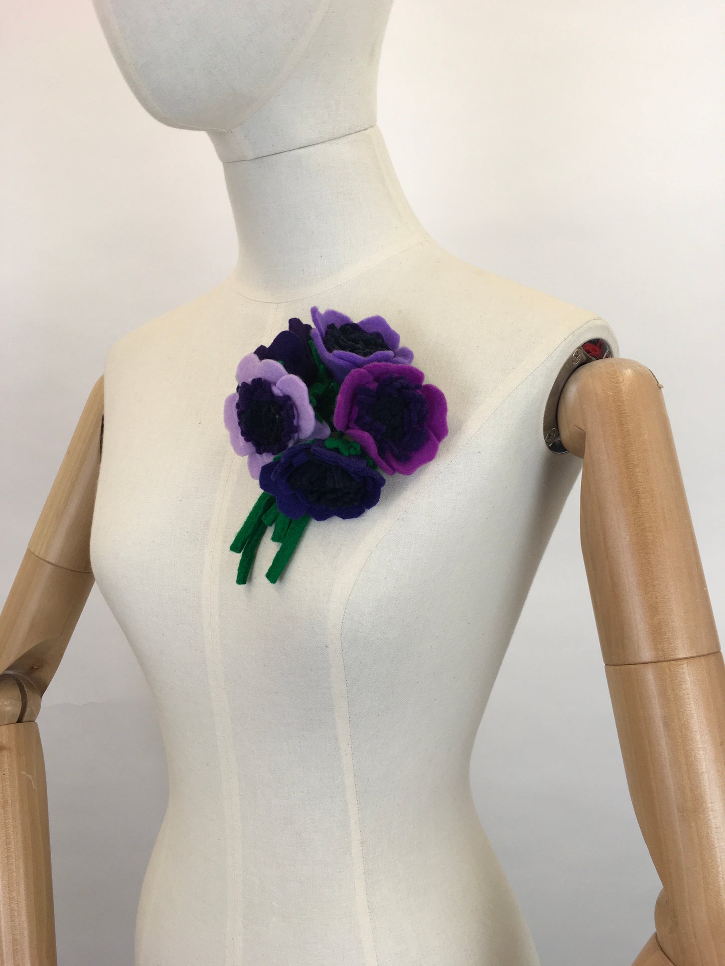 Reproduction Vintage 1940’s Make Do and Mend Floral Corsage - In Rich Purples and Greens