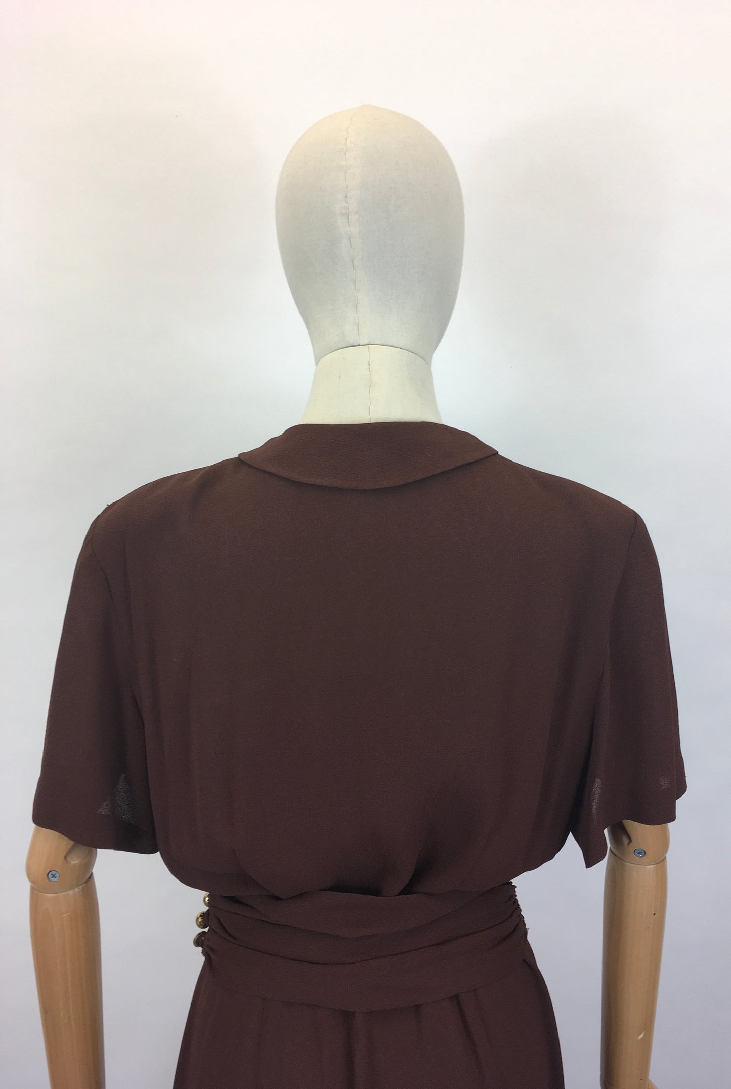 Original 1940’s SENSATIONAL Brown Fine Crepe Dress - ‘ A Jerry Gilden Spectator ‘