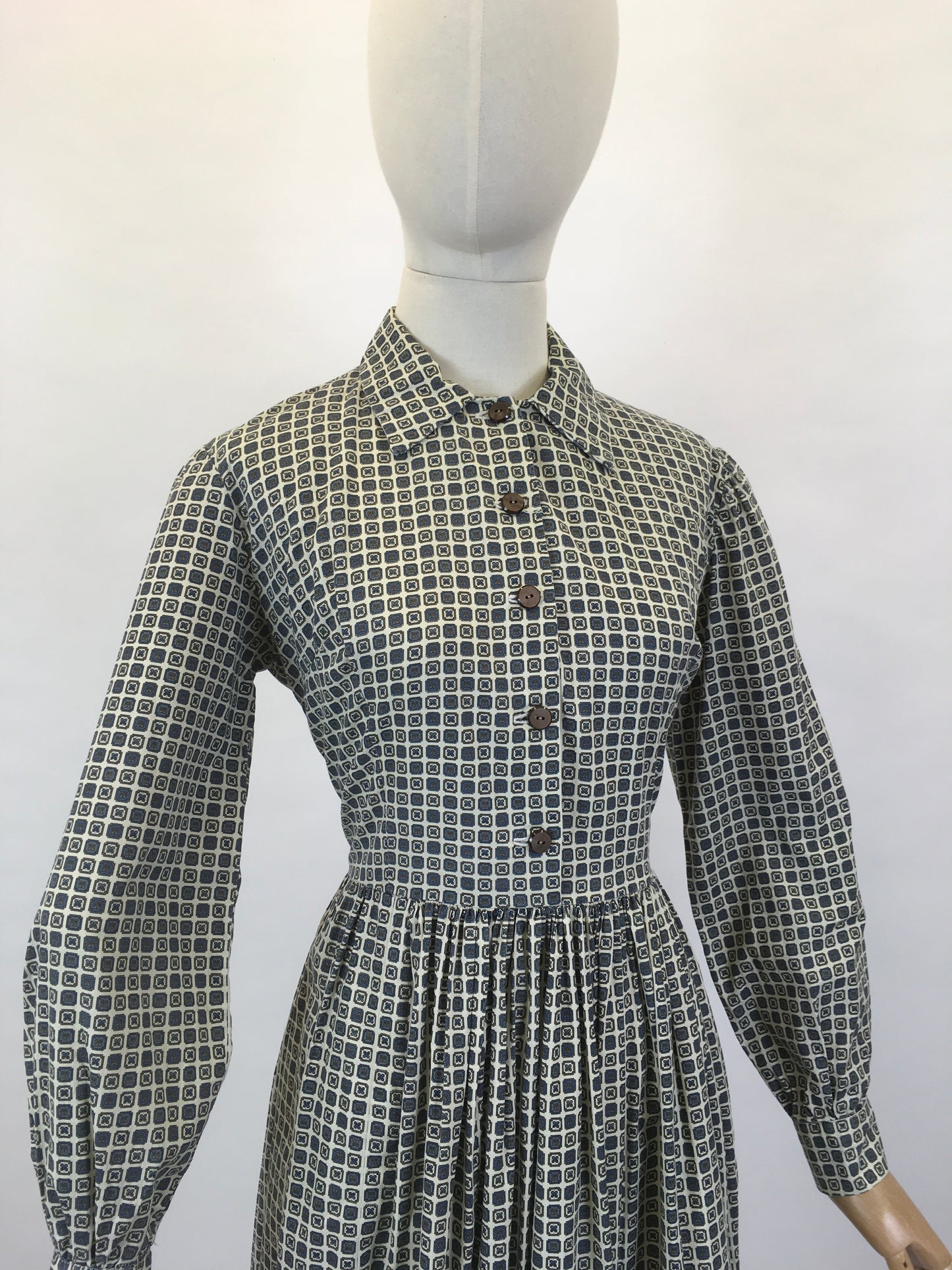 Original 1950’s Fabulous ShirtWaister Dress - In A Geometric Print Cotton
