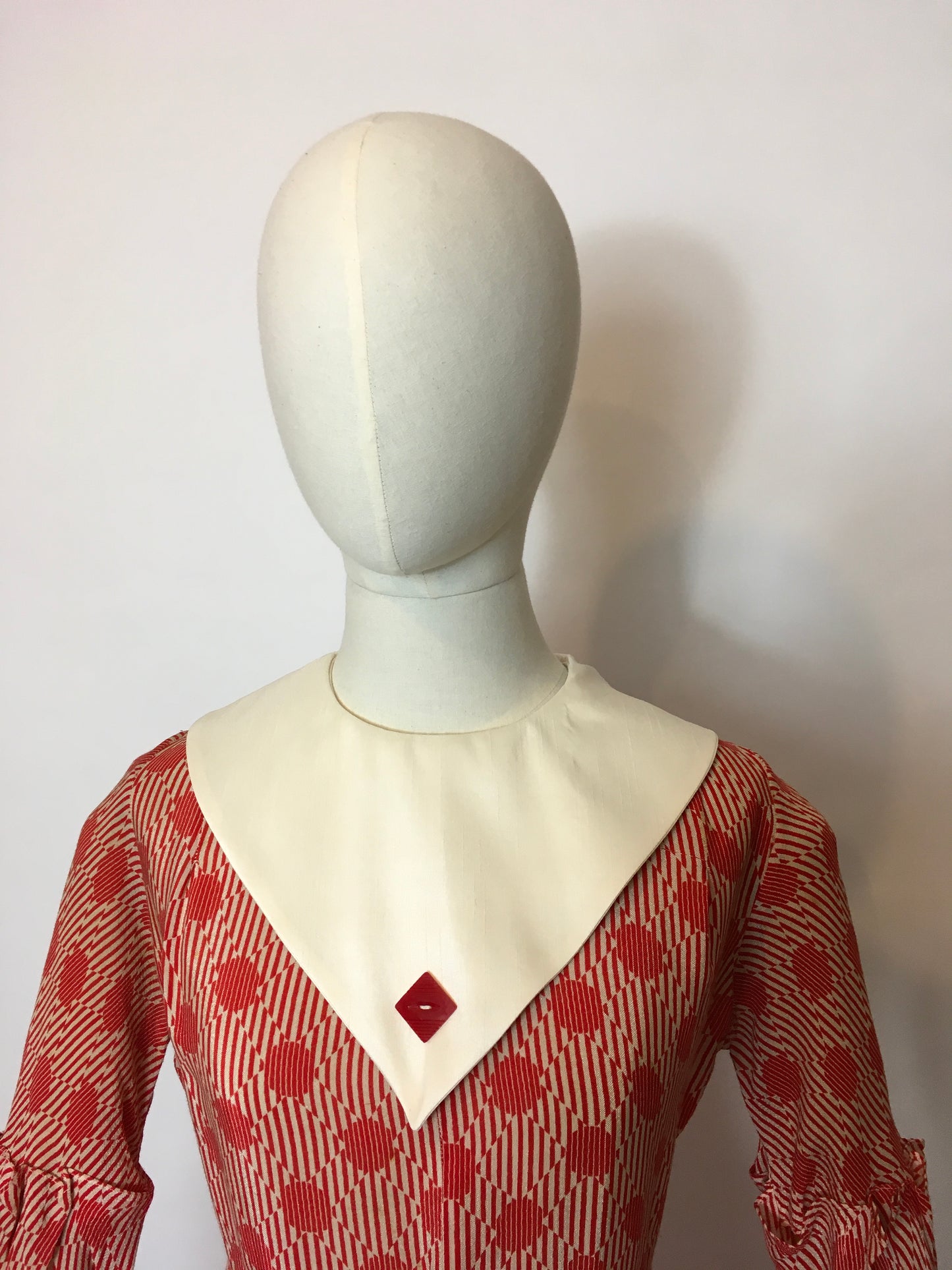 Original 1930’s Stunning Geometric Print Day Dress - Festival of Vintage Fashion Show Exclusive
