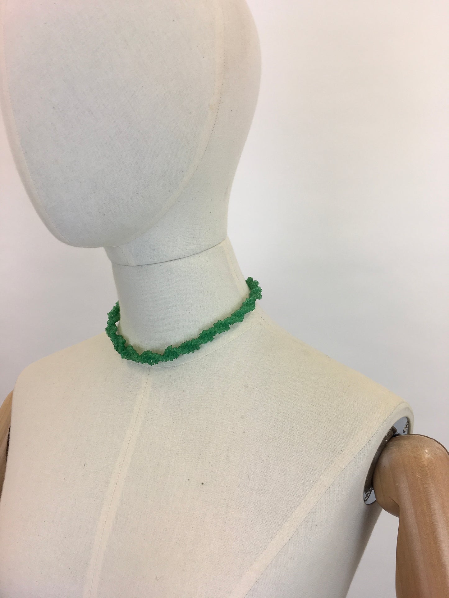 Original 1940’s Telephone Wire Necklace ‘ Scoobie’ - In a Grassy Green