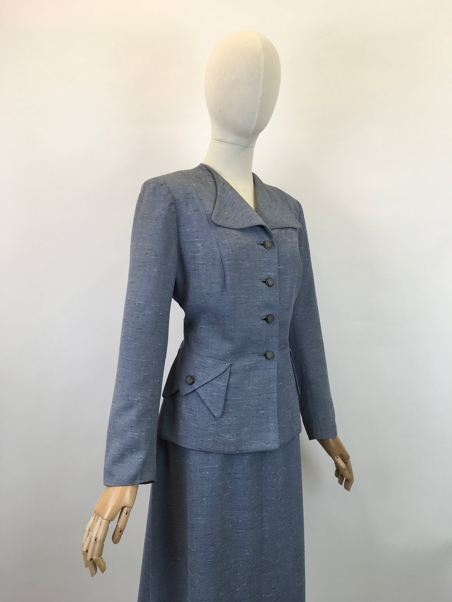 Original Late 1940’s early 1950’s Atomic Fleck 2pc Suit - In a Lovely Powdered Blue