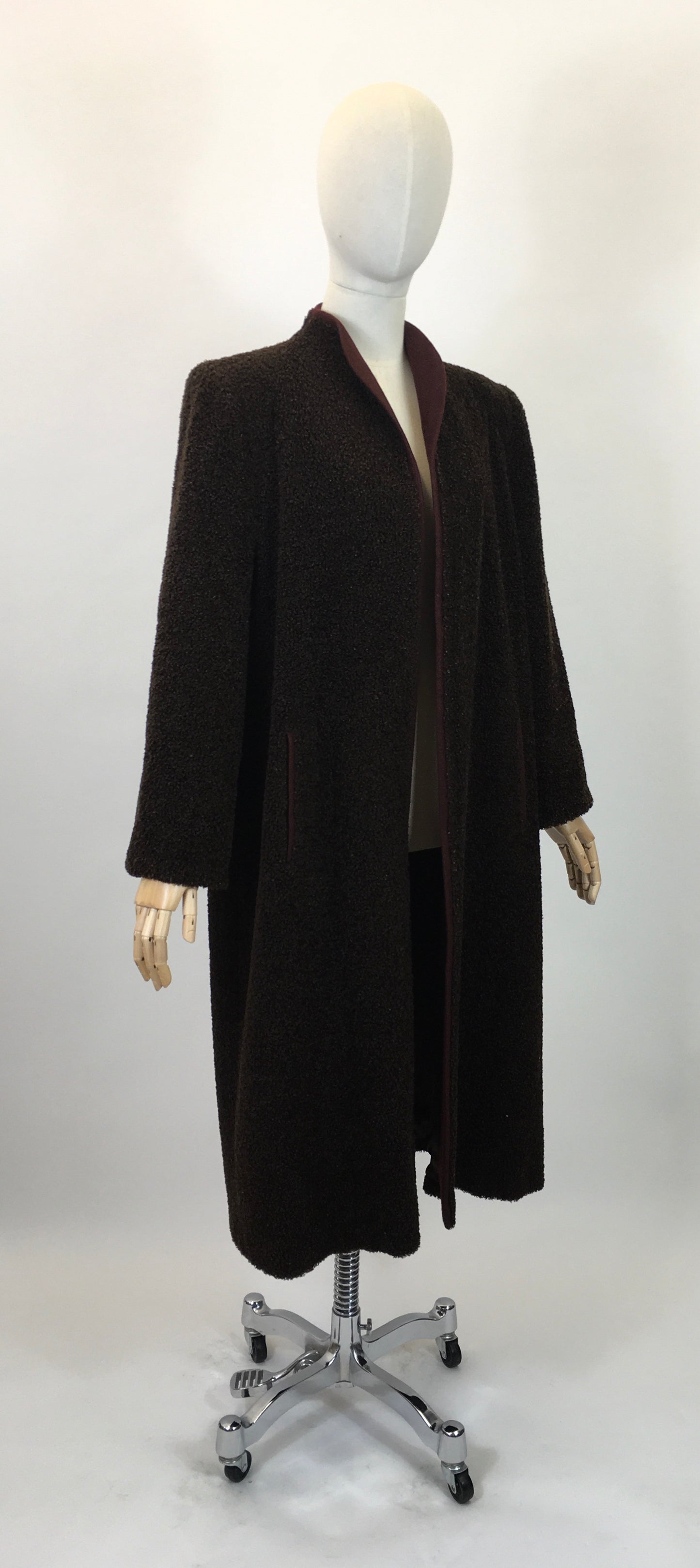 Original 1940's Sublime Edge to Edge Coat in Chocolate Brown - By ' Motoluxe - The Cosiest of Coats'