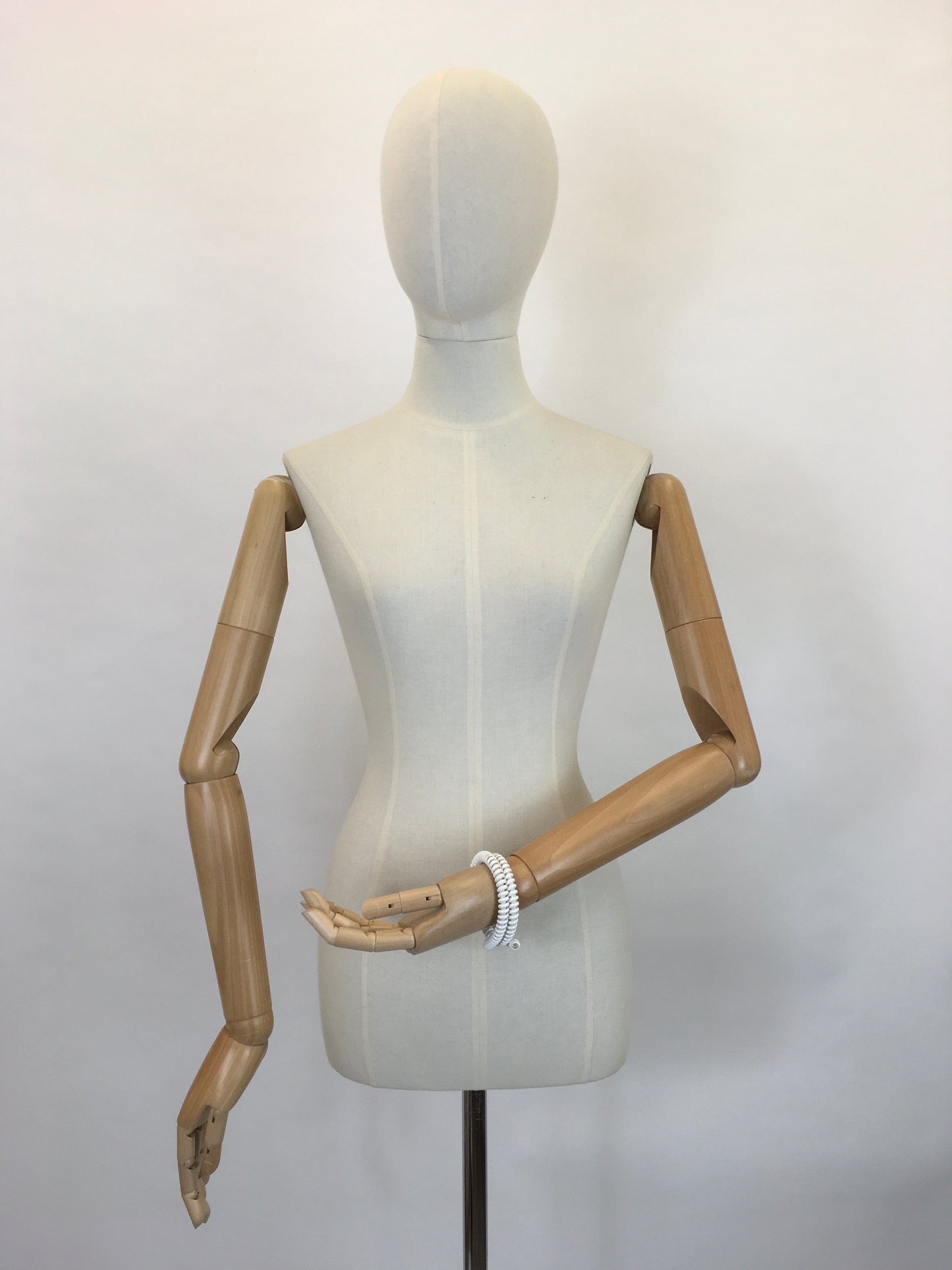 Original Late 1940’s Telephone Cord Bracelet in White - A Fabulous Statement Piece