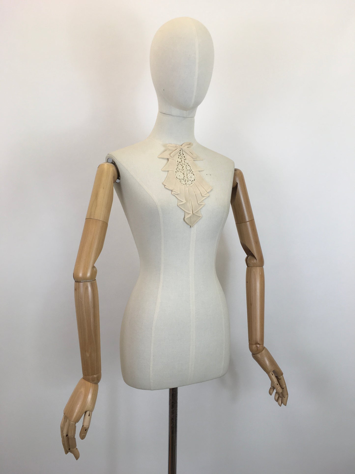Original 1930's Fabulous Dickie - In Cream Chiffon with Lace Inset