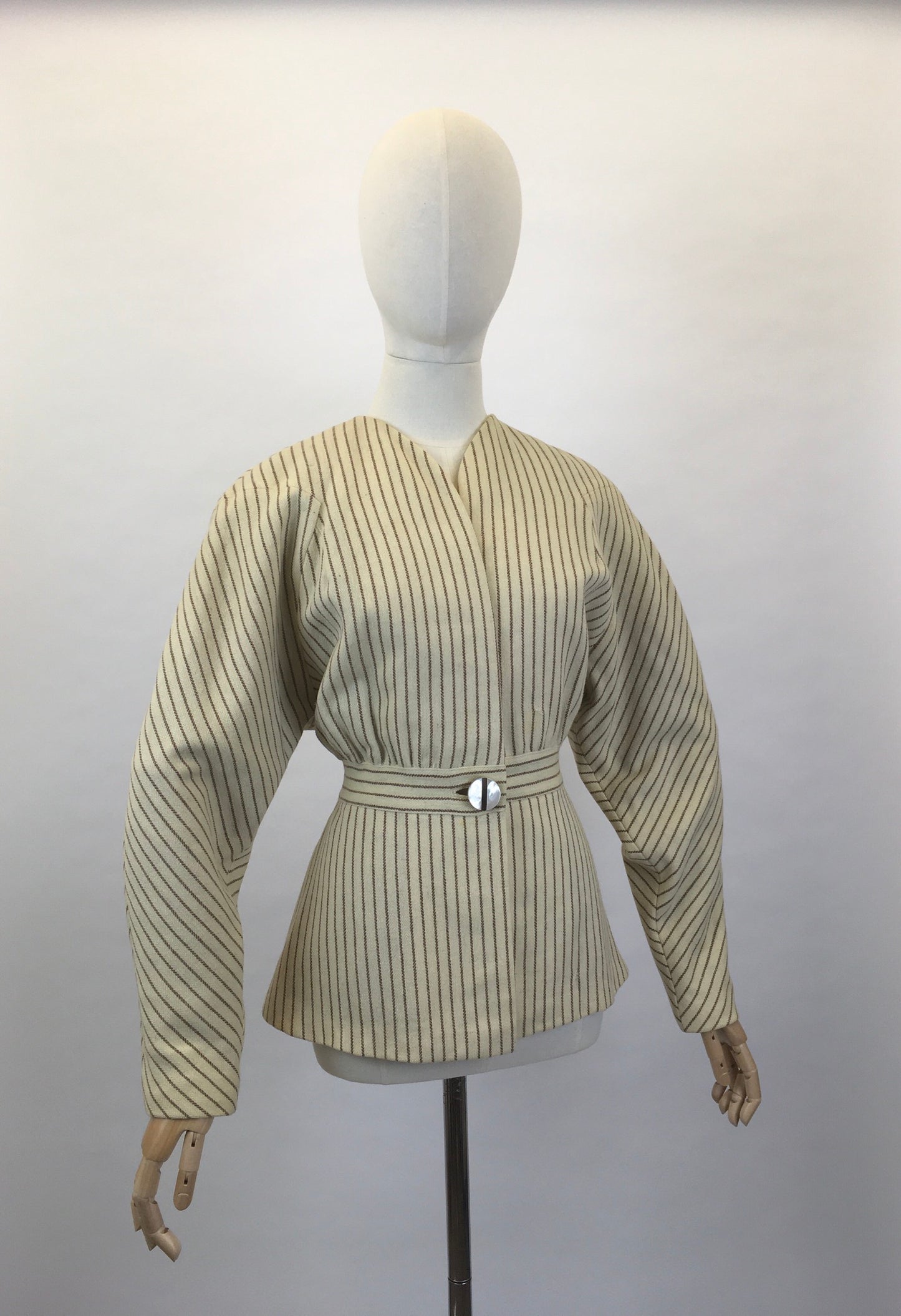 Original 1940’s Cream and Brown Striped Jacket - A ‘ Original Richi’s Hollywood ‘ Label