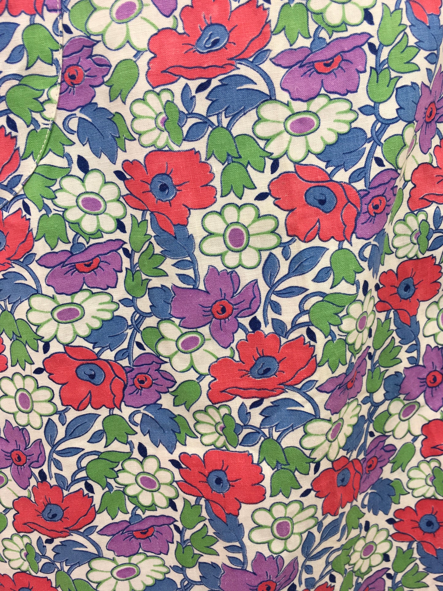 Original 1940’s Utility CC41 Wraparound Pinny - In A Lovely Bright Floral in Reds, Purples, Greens & Blues
