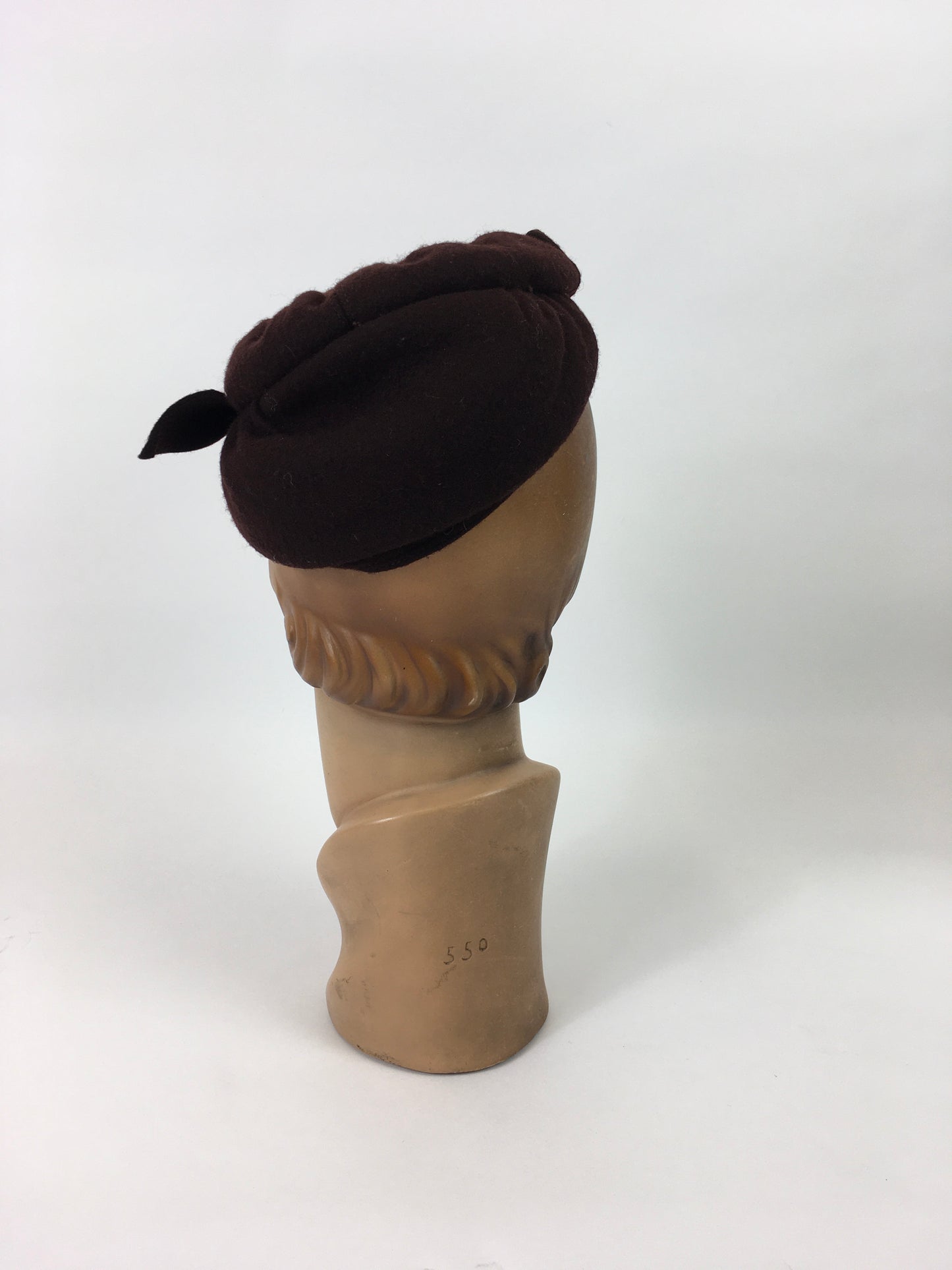 Original 1940’s Brown Felt Topper Hat - With Back Band and Bow Detailing