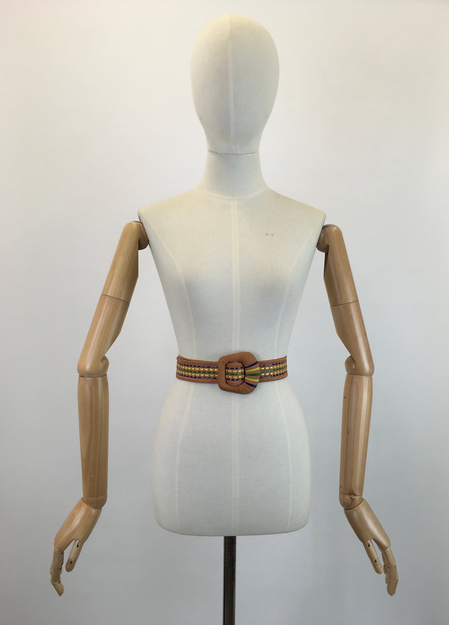Original 1940's Darling Belt With Plastic Cord Detailing - In Soft Pink, Blue, Yellow & Green