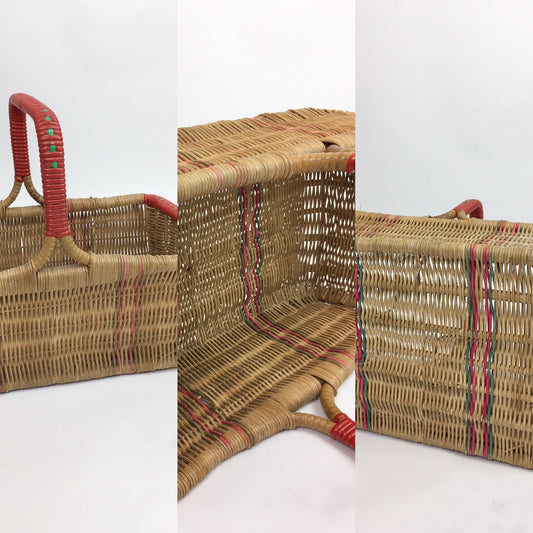Original 1940’s Wicker Basket - In Naturals, Reds and Greens