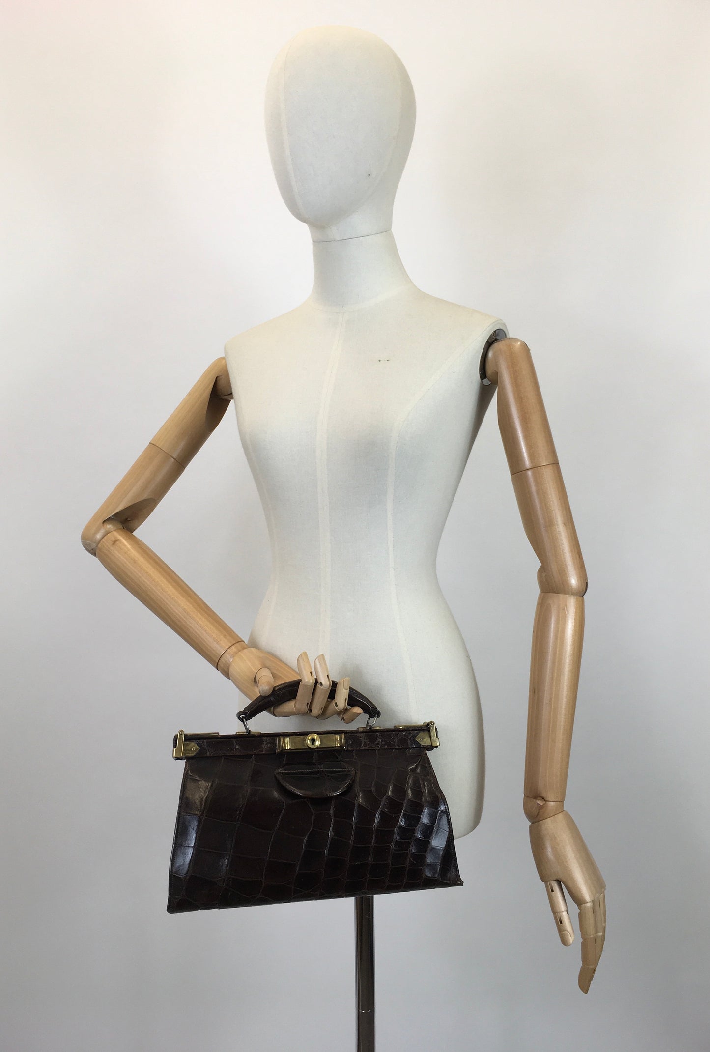 Original 1930's Sensational Leather Gladstone Bag - In A Chocolate Brown with Brass Accents