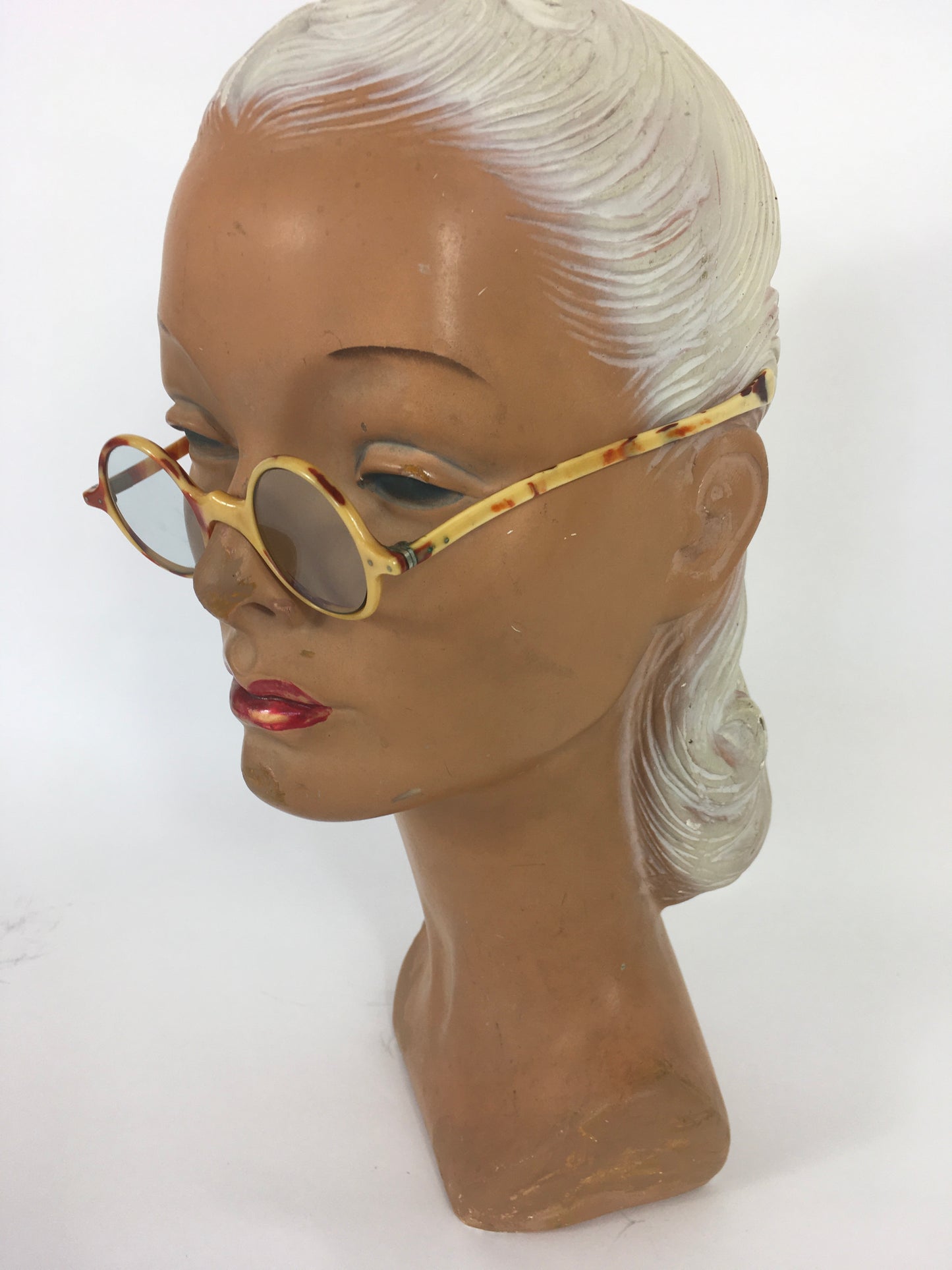 Original 1930s Sunglasses - In a Lovely Cream and Brown 2 Tone in a Small Classic Frame