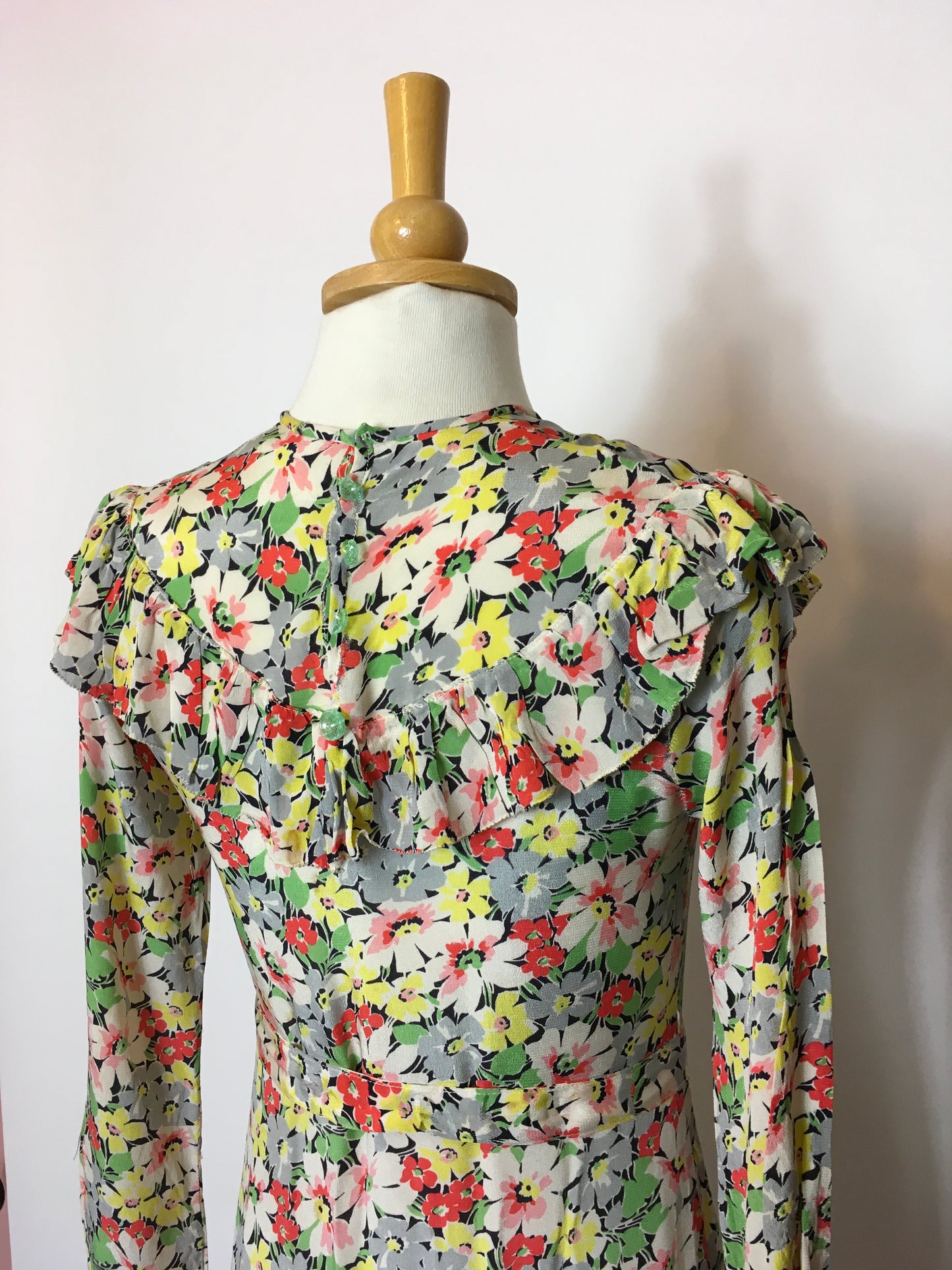 Original 1930s Darling Day Dress In English Meadow Print Selling As Is - Festival of Vintage Fashion Show Exclusive