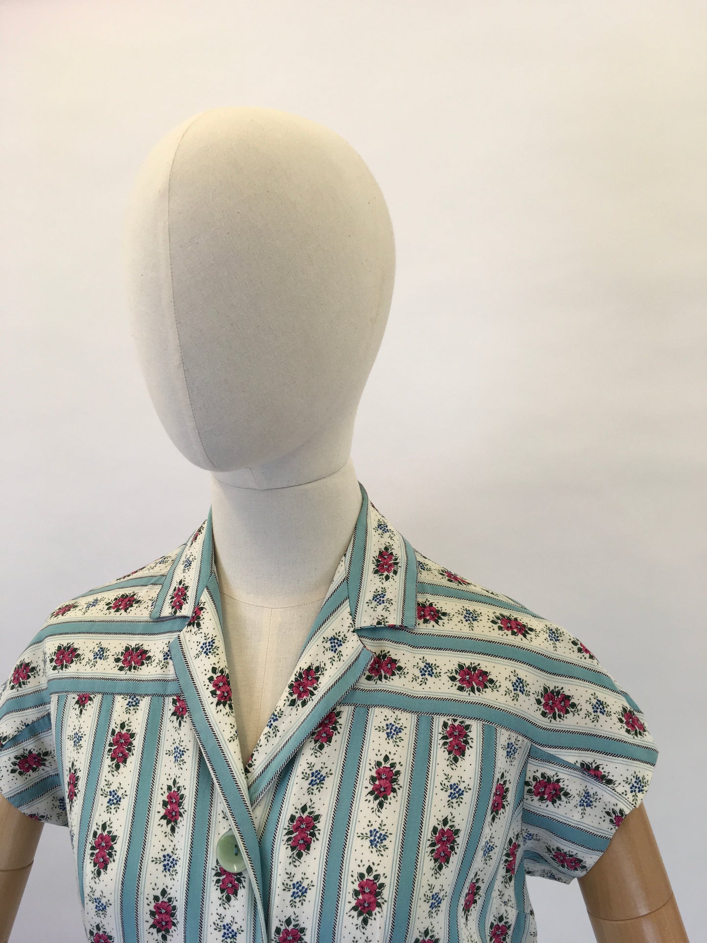 Original 1950’s ‘ St. Michael’ Floral Cotton Day Dress - In Beautiful Blues, Pinks, Greens and Whites