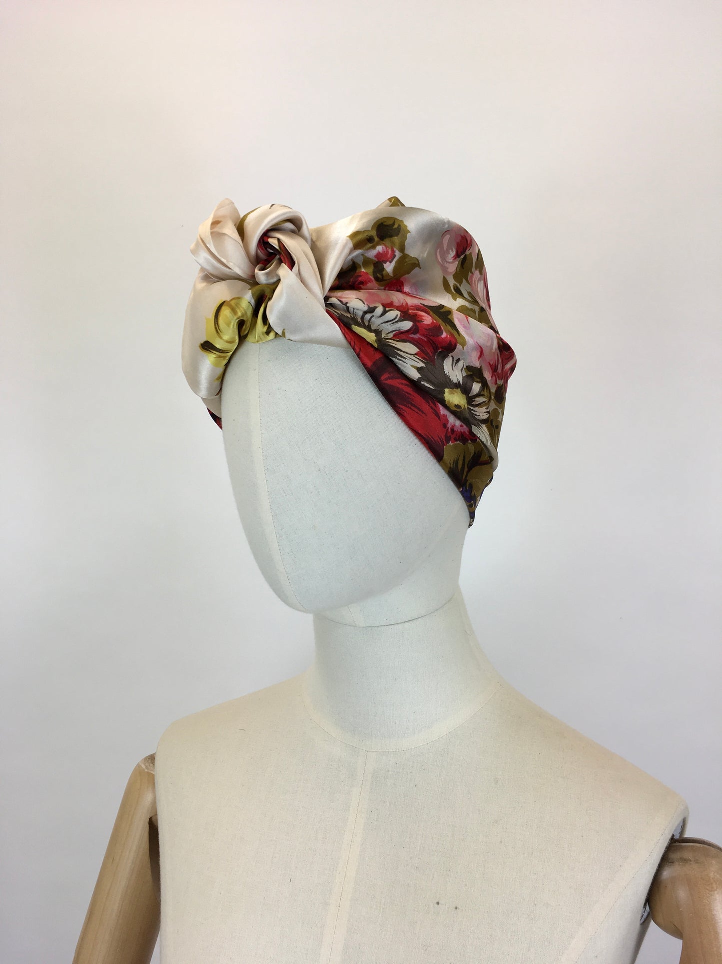 Original 1950’s Silk Floral Scarf - In A Summertime Bright Colour Palette