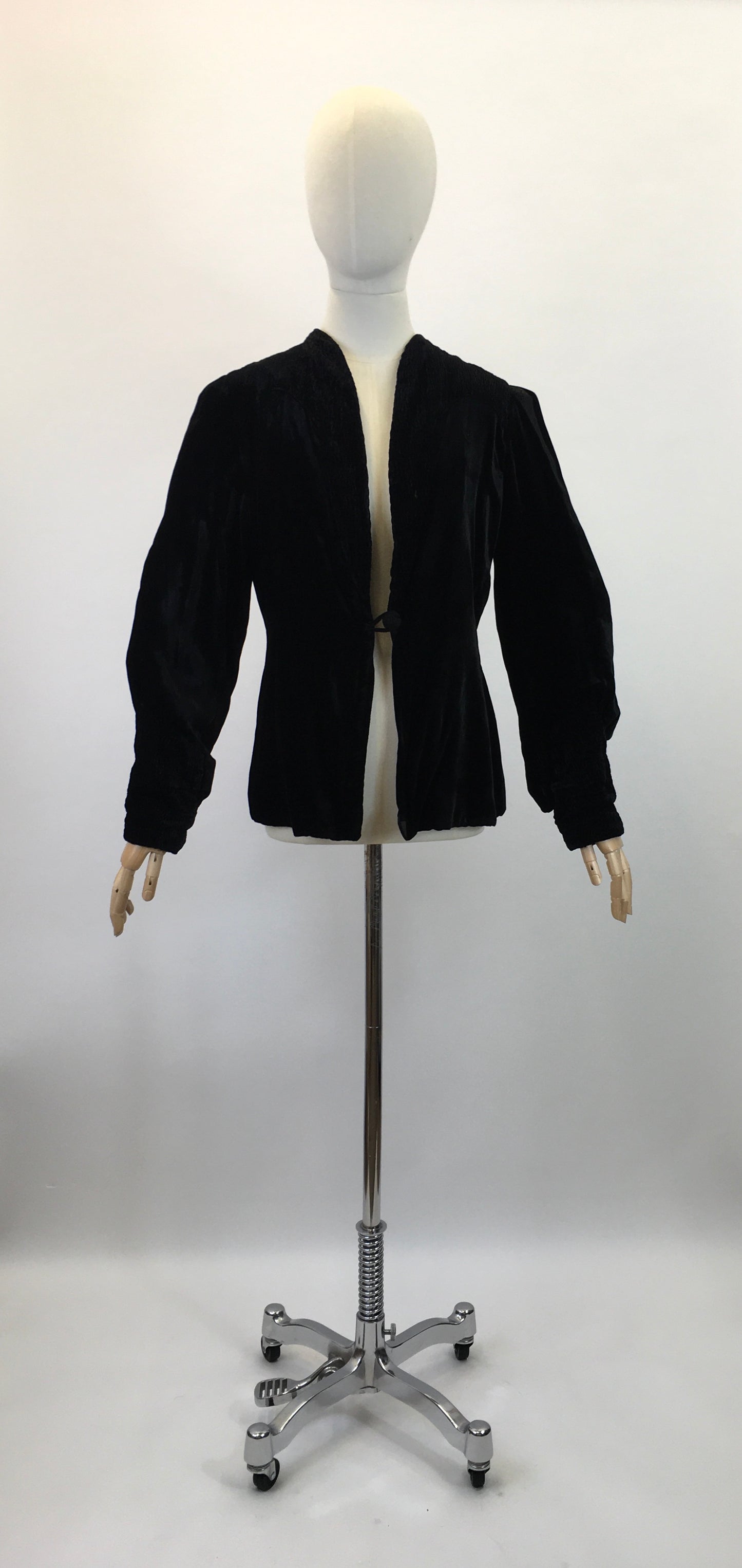 Original 1920's / 1930's Exquisite Evening Jacket - In Black Silk Velvet With Stunning Details