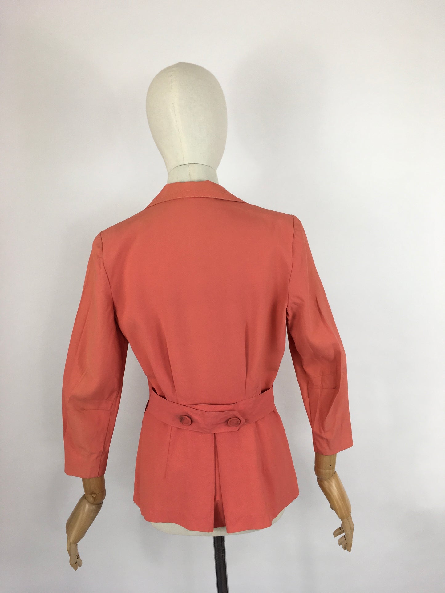 Original 1940s  Summer Jacket With Back Belt Detailing  - In A Fabulous Coral Colour ‘ A Bobby Ann Original’