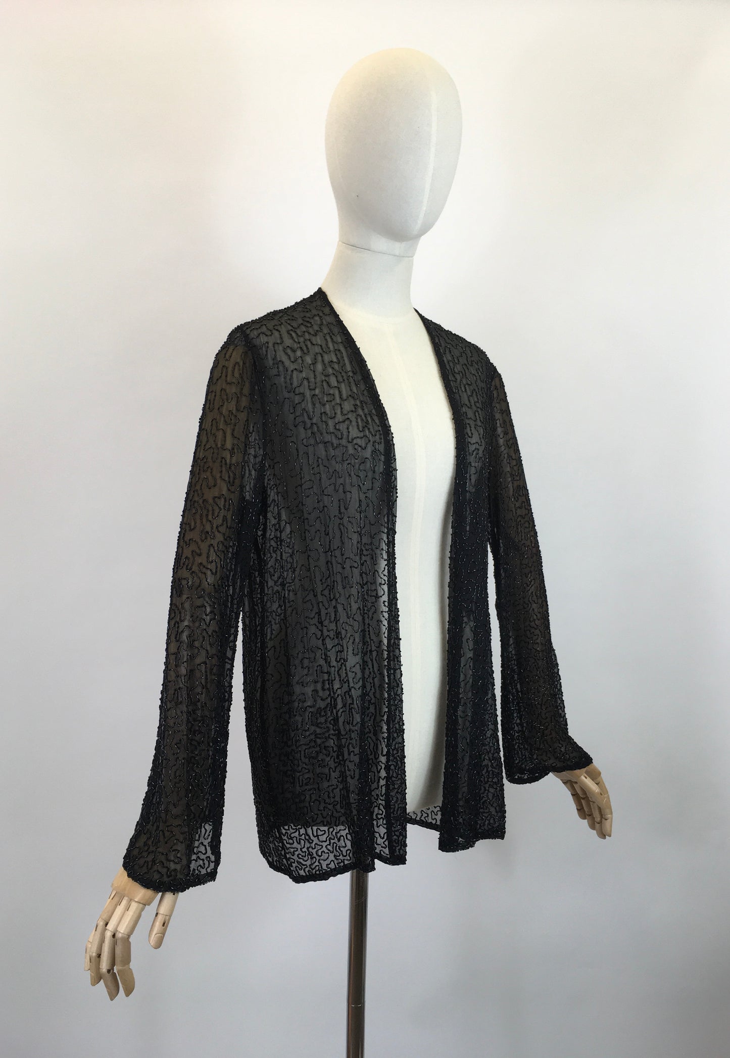 Original 1920's Sensational Evening Jacket - Embellished in Black Bugle Beadwork