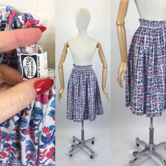 Original 1950’s Floral Printed Cotton Skirt - Made by ‘ Tootal’