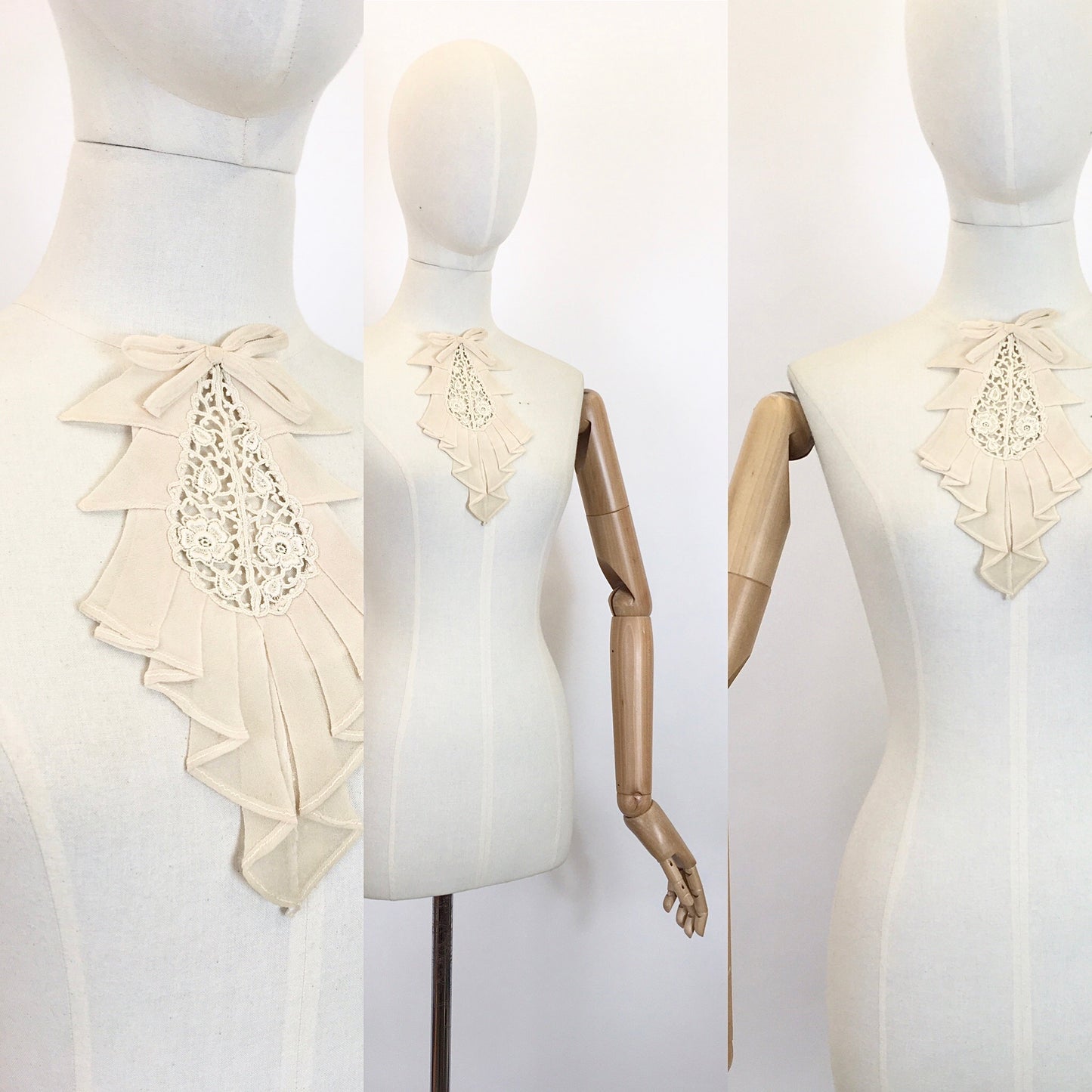 Original 1930's Fabulous Dickie - In Cream Chiffon with Lace Inset