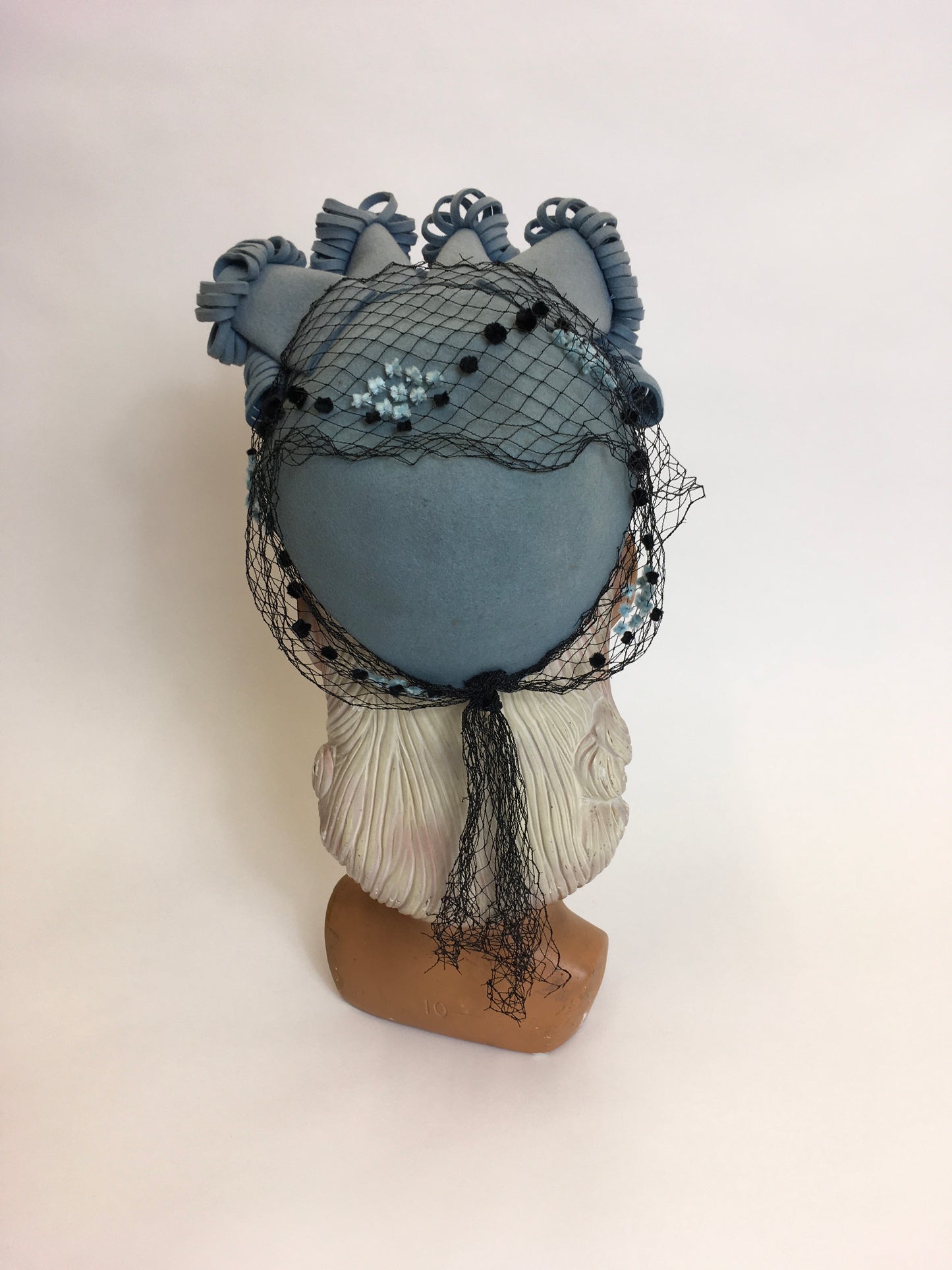 Original 1940’s Powder Blue American Hat - Stunning Halo Shape Front With Shaped Felt