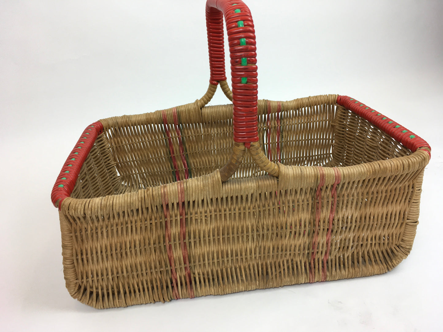 Original 1940’s Wicker Basket - In Naturals, Reds and Greens