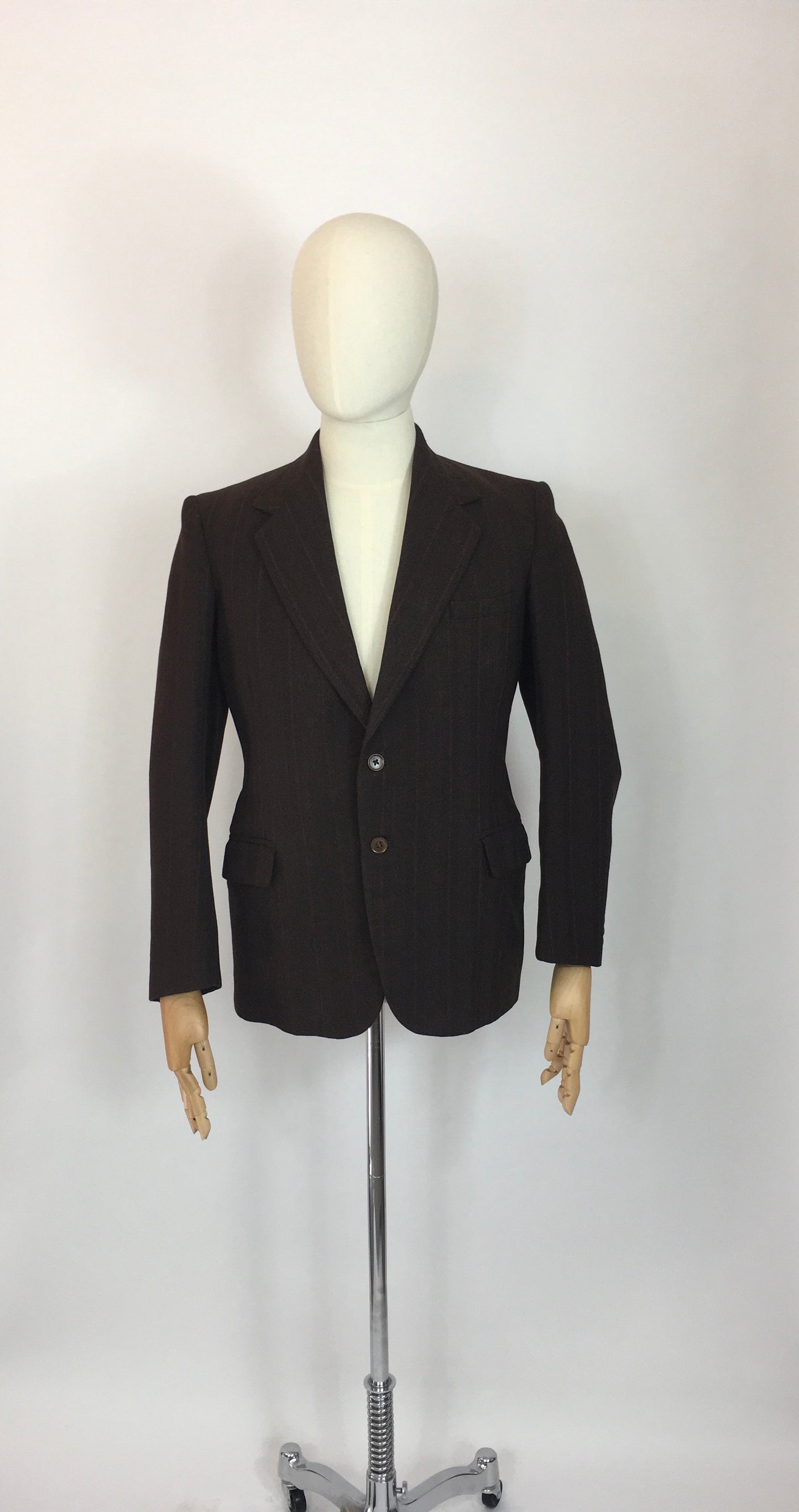 Original 1940’s CC41 Montague Burton Jacket - In a Lovely Brown with Orange and Pink Pinstripe