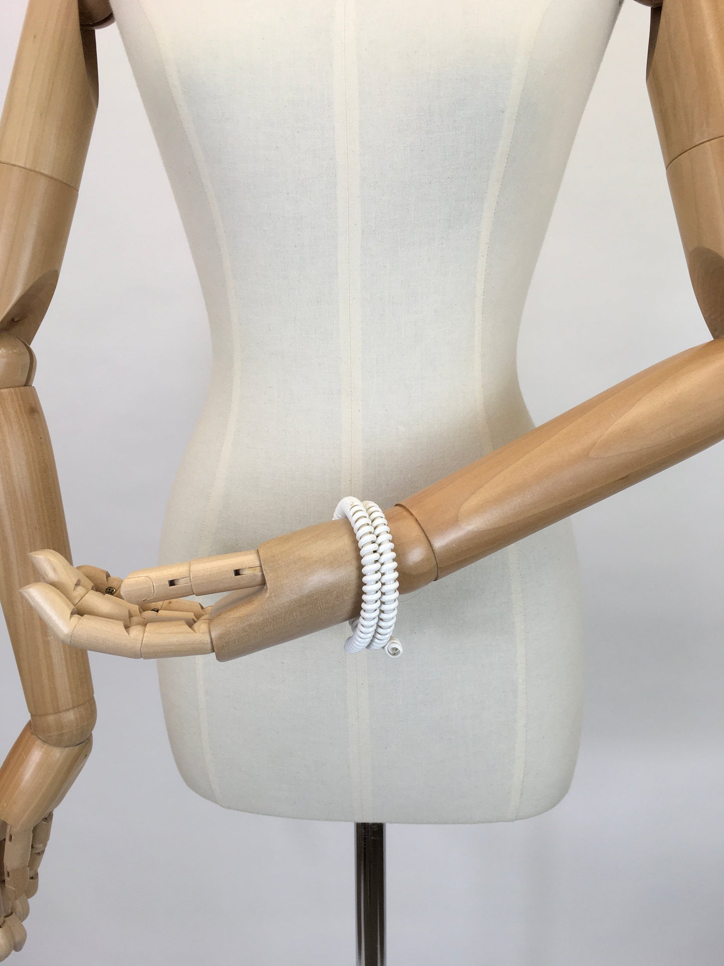 Original Late 1940’s Telephone Cord Bracelet in White - A Fabulous Statement Piece