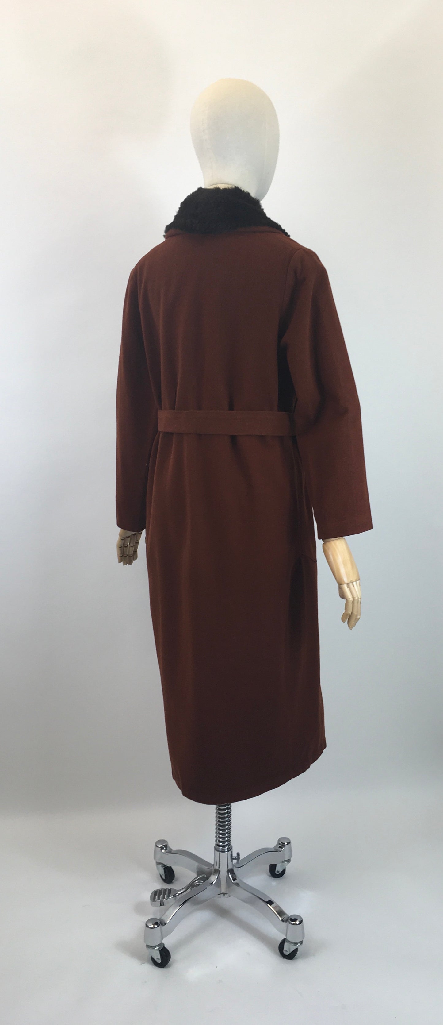 Original Sensational 1920's/ 1930's Art Deco Coat - In A Warm Cinnamon With Rabbit Fur Collar