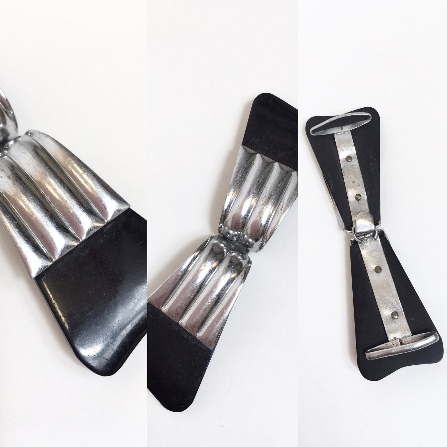 Original 1920's / 1930's Art Deco Buckle - A Darling Bow Shape in Black & Silver