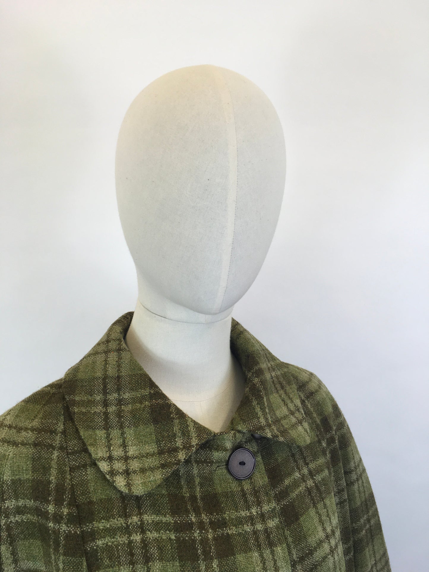 Original 1950’s FABULOUS Green Check Jacket/ Coat - Classic 50’s Styling & Great Pockets