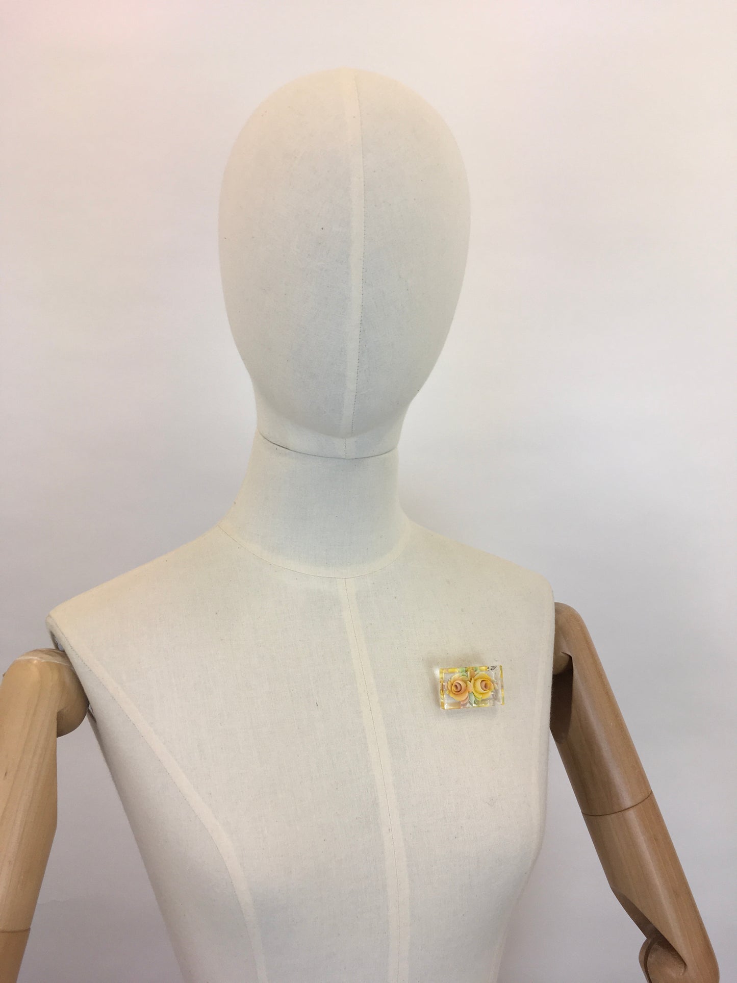 Original 1950’s Reverse Carved Lucite Brooch - In Soft Buttery and Bright Yellows