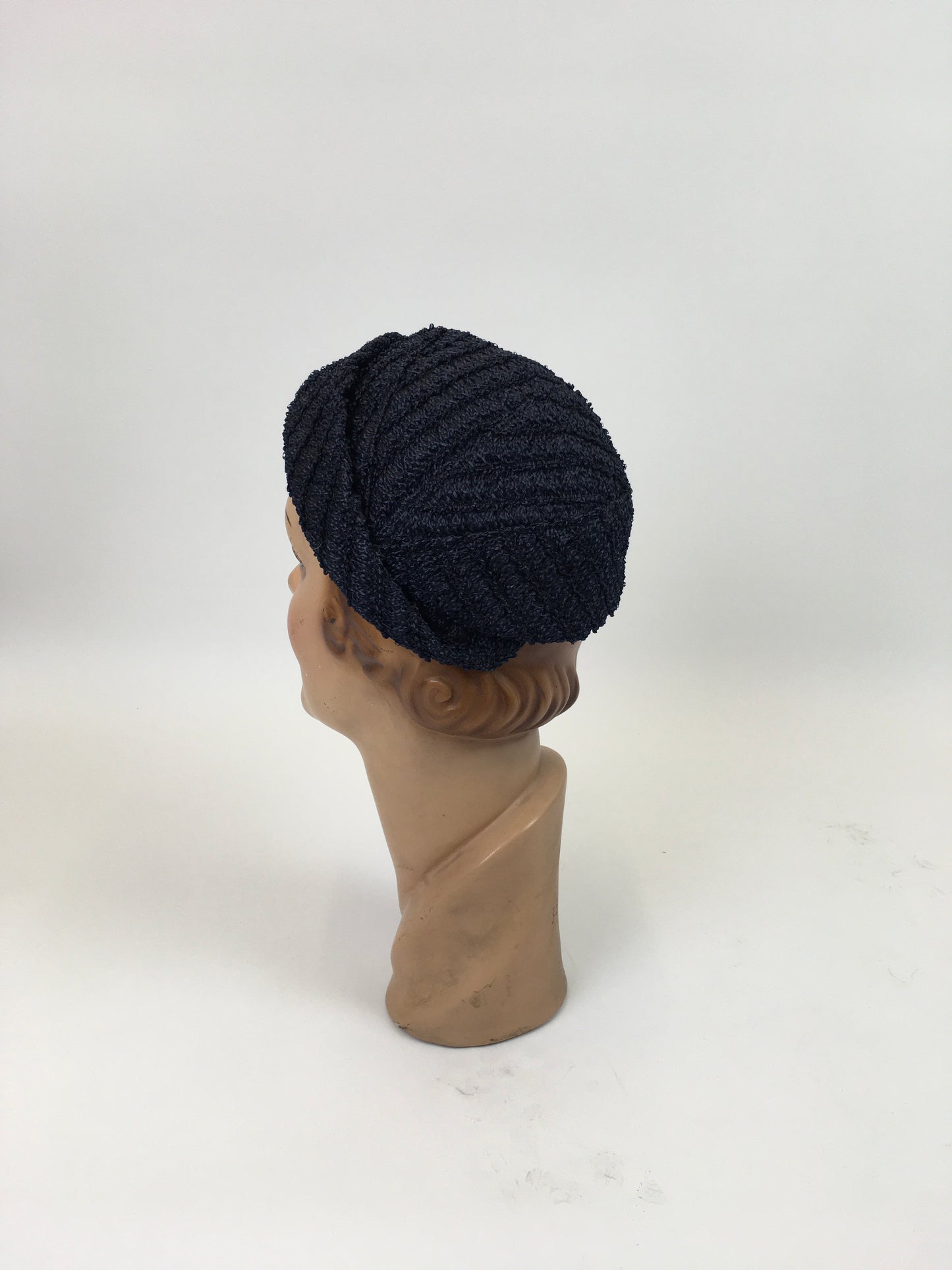 Original 1950’s Darling Raffia Headpiece in Navy - With Grosgrain Banding