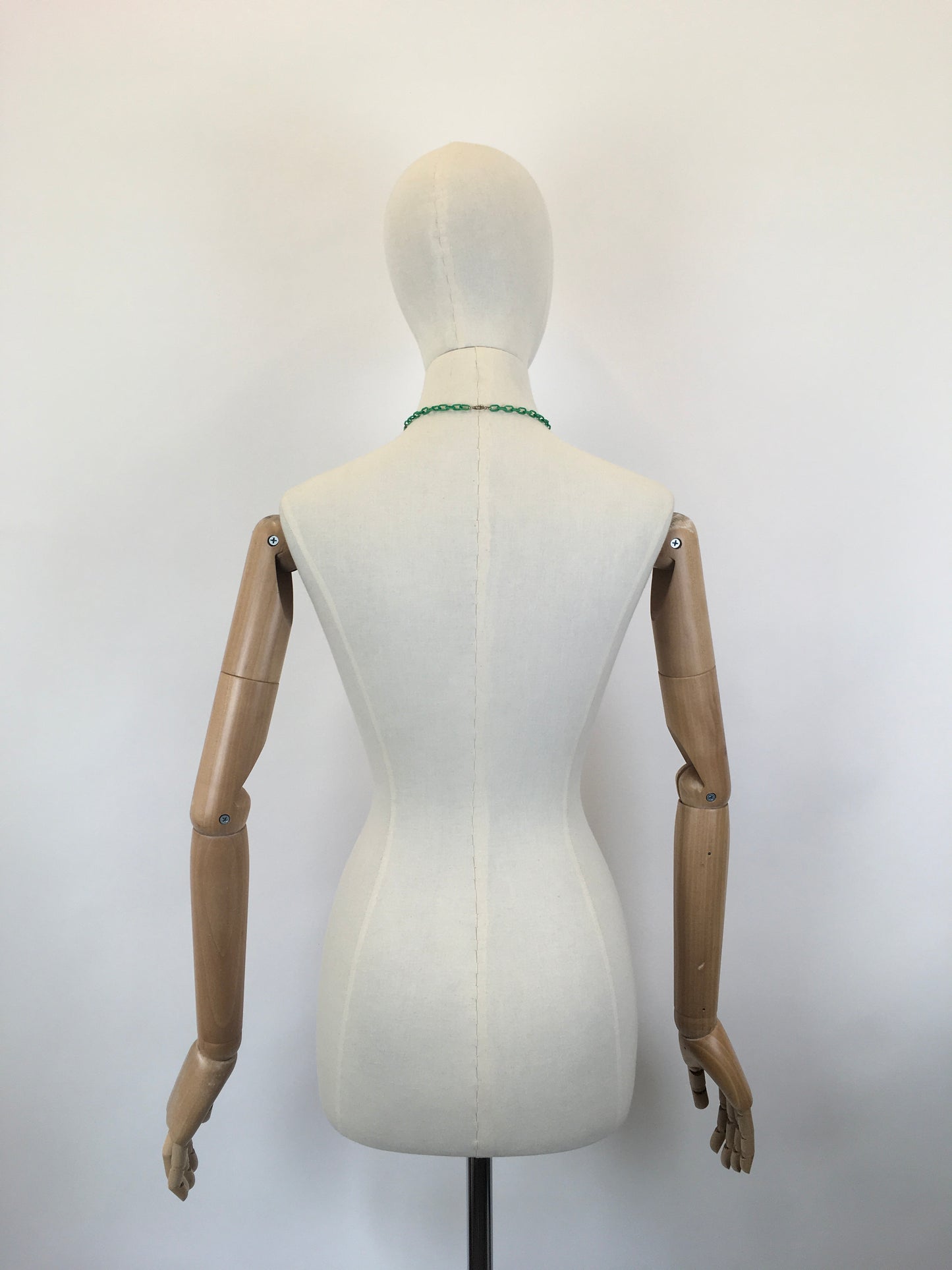 Original 1940’s Green Early Plastic Necklace - With Florals and Beads