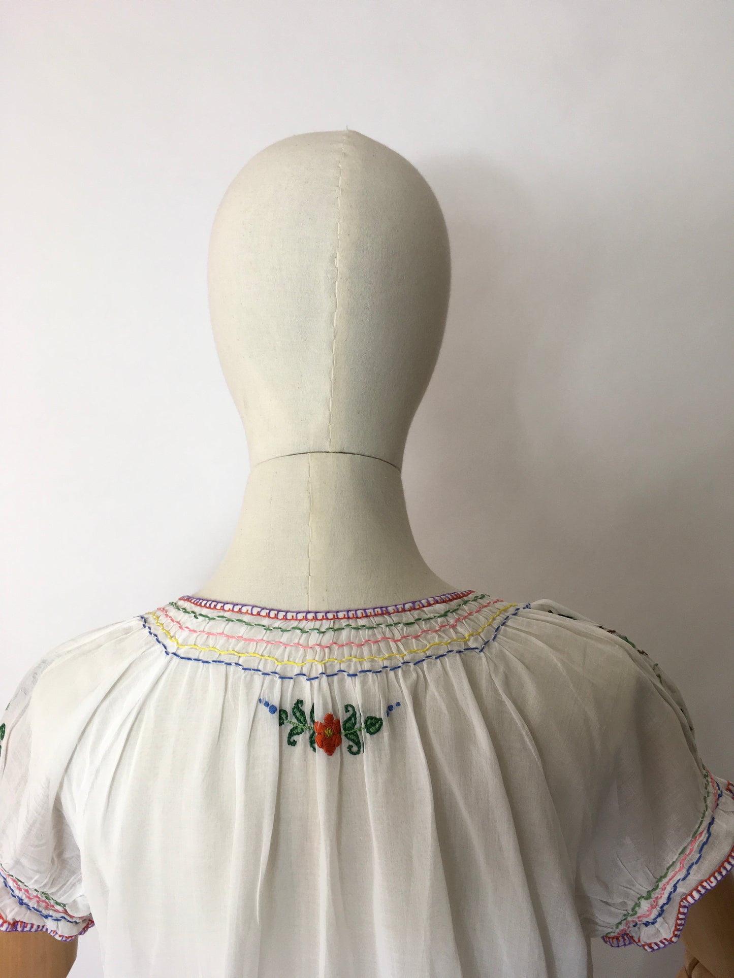 Original 1940’s Embroidered Blouse - Featuring Beautiful Embroidered Detailing in Rainbow Colours