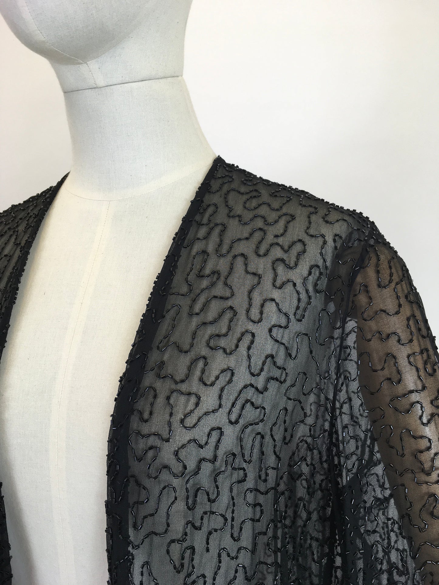 Original 1920's Sensational Evening Jacket - Embellished in Black Bugle Beadwork