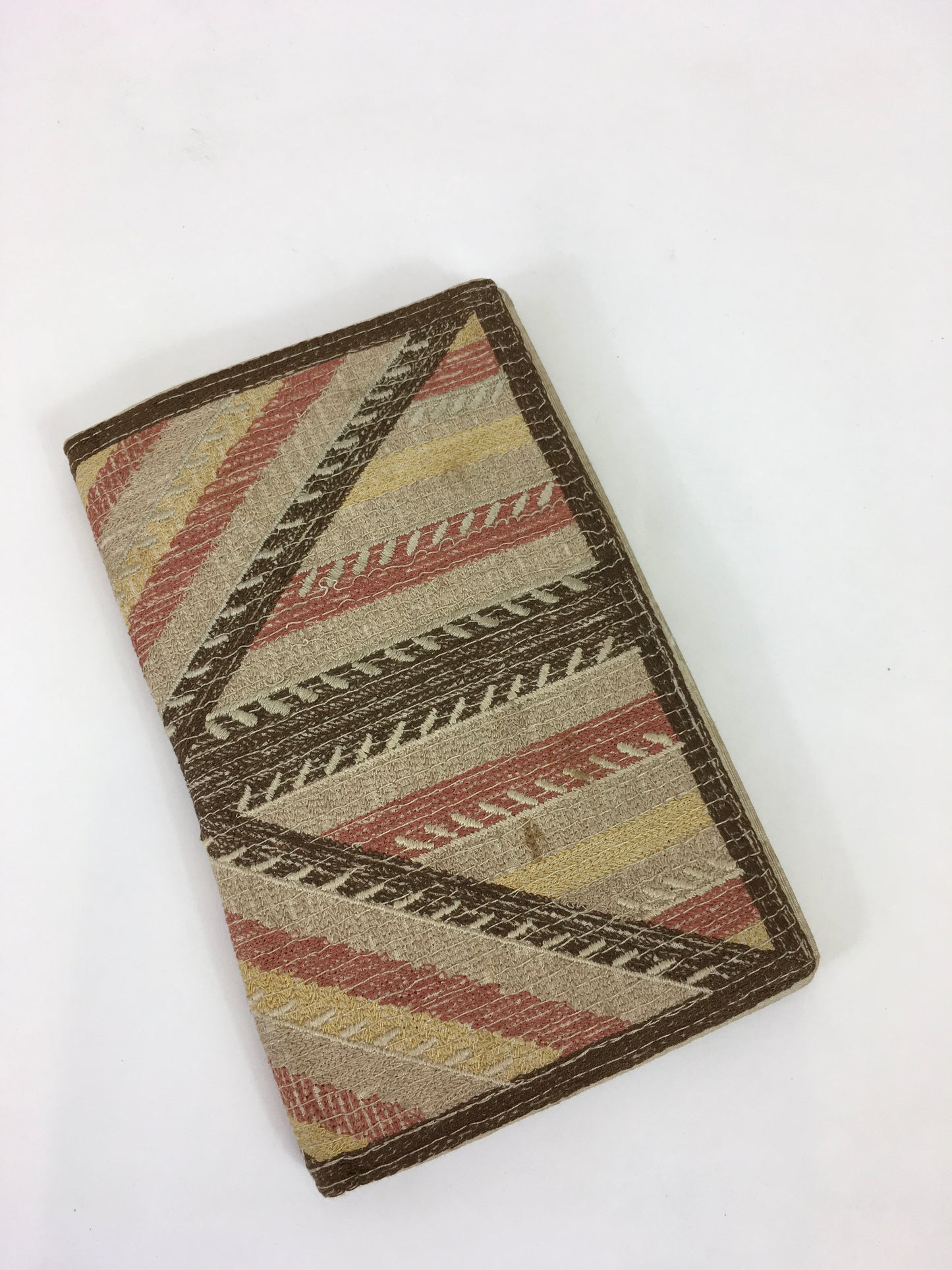 Original 1930's Darling Clutch Fabric Handbag - In a Warm Brown, Soft Orange and Beige Cloth