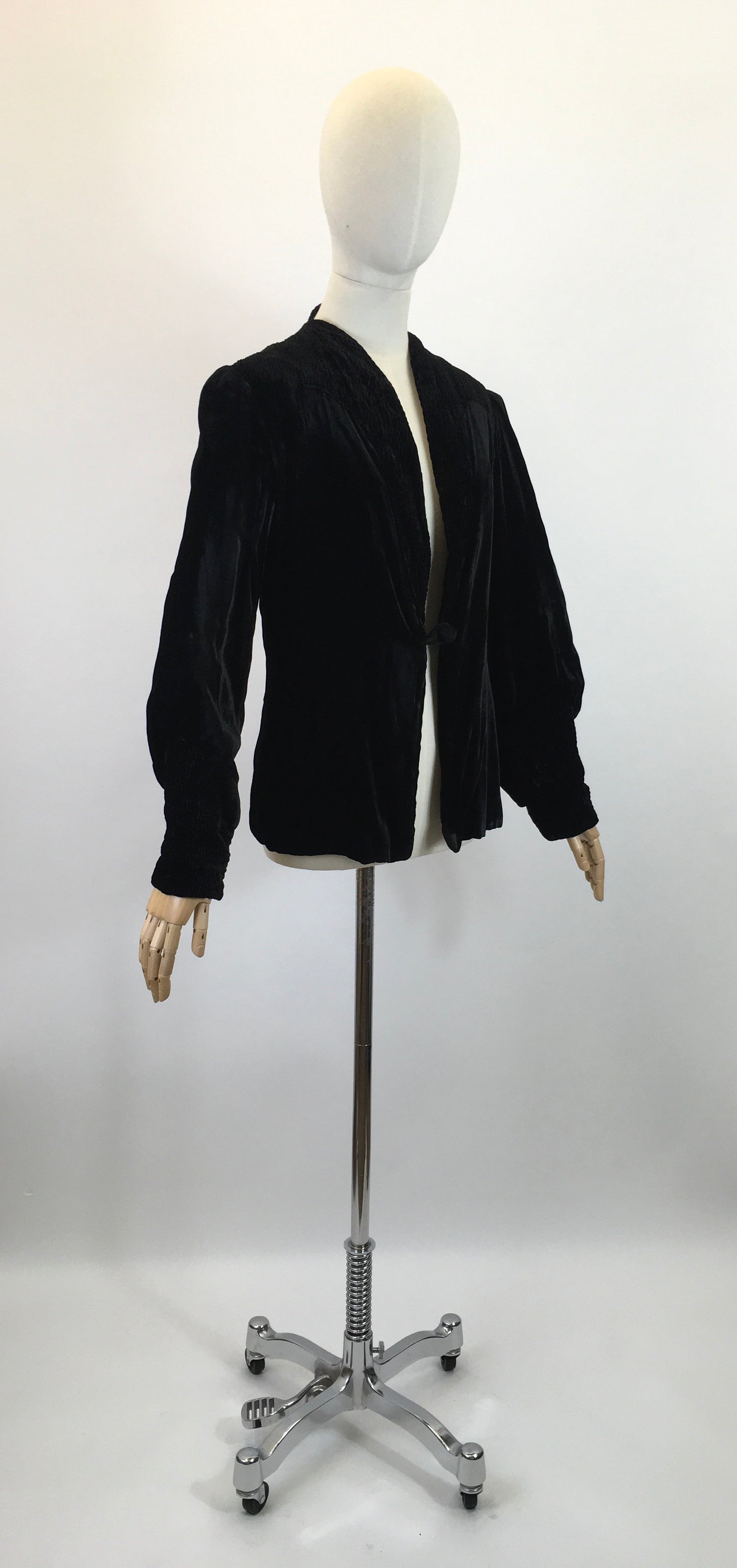 Original 1920's / 1930's Exquisite Evening Jacket - In Black Silk Velvet With Stunning Details