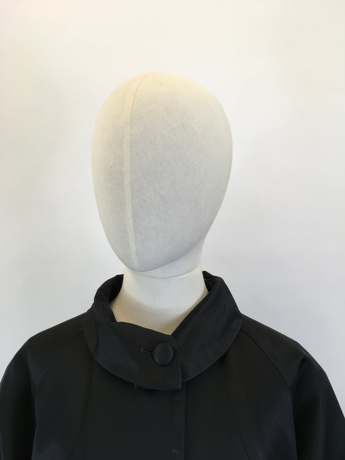 Original 1950’s Stunning Black Evening Coat - In A Lush Noir Sateen