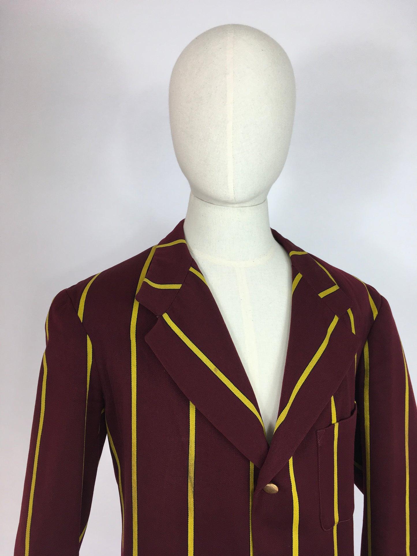 Original College Blazer By ‘ Ryder and Amies Cambridge’ - In a Lovely Burgundy and Yellow Stripe