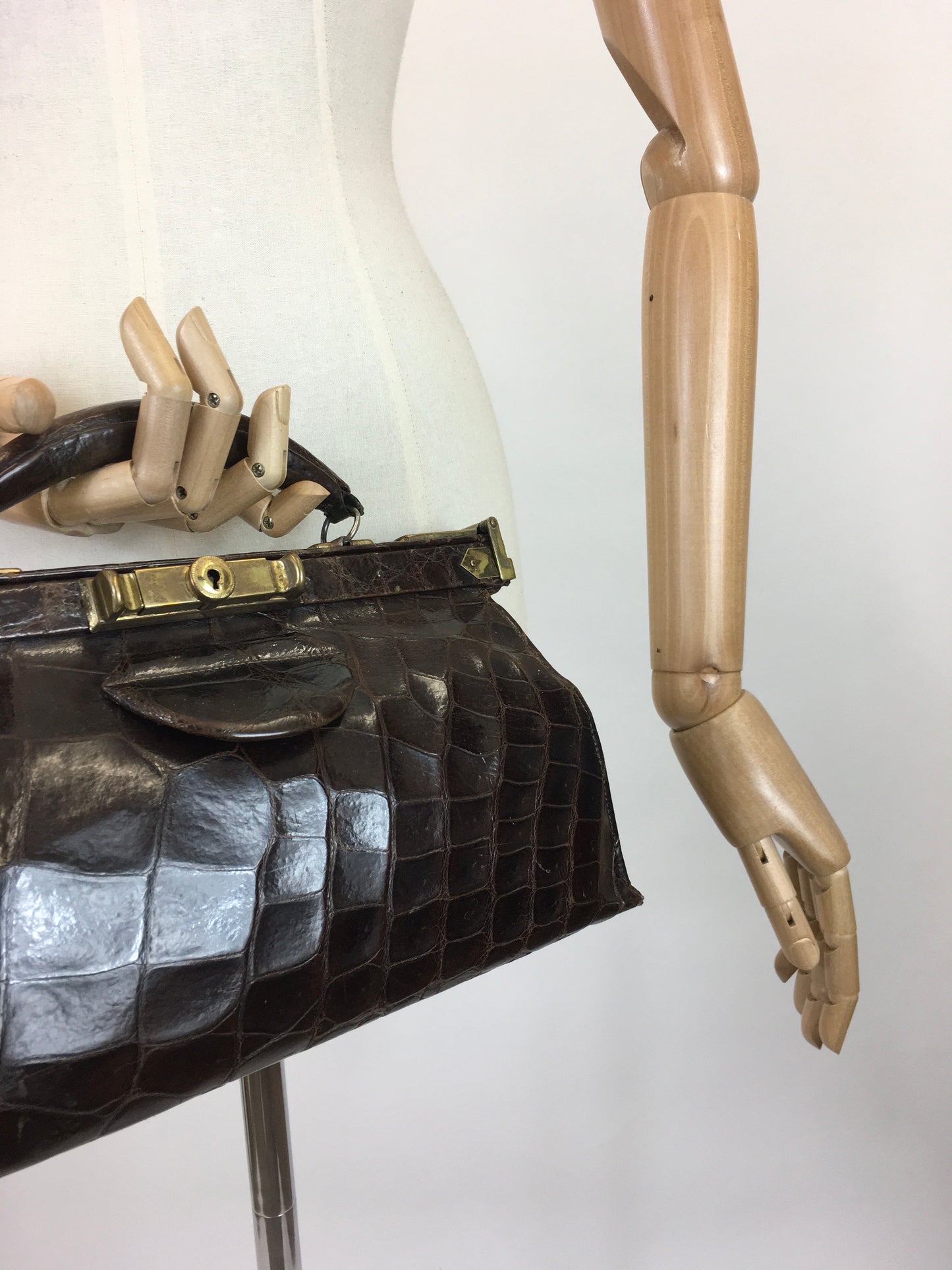 Original 1930's Sensational Leather Gladstone Bag - In A Chocolate Brown with Brass Accents