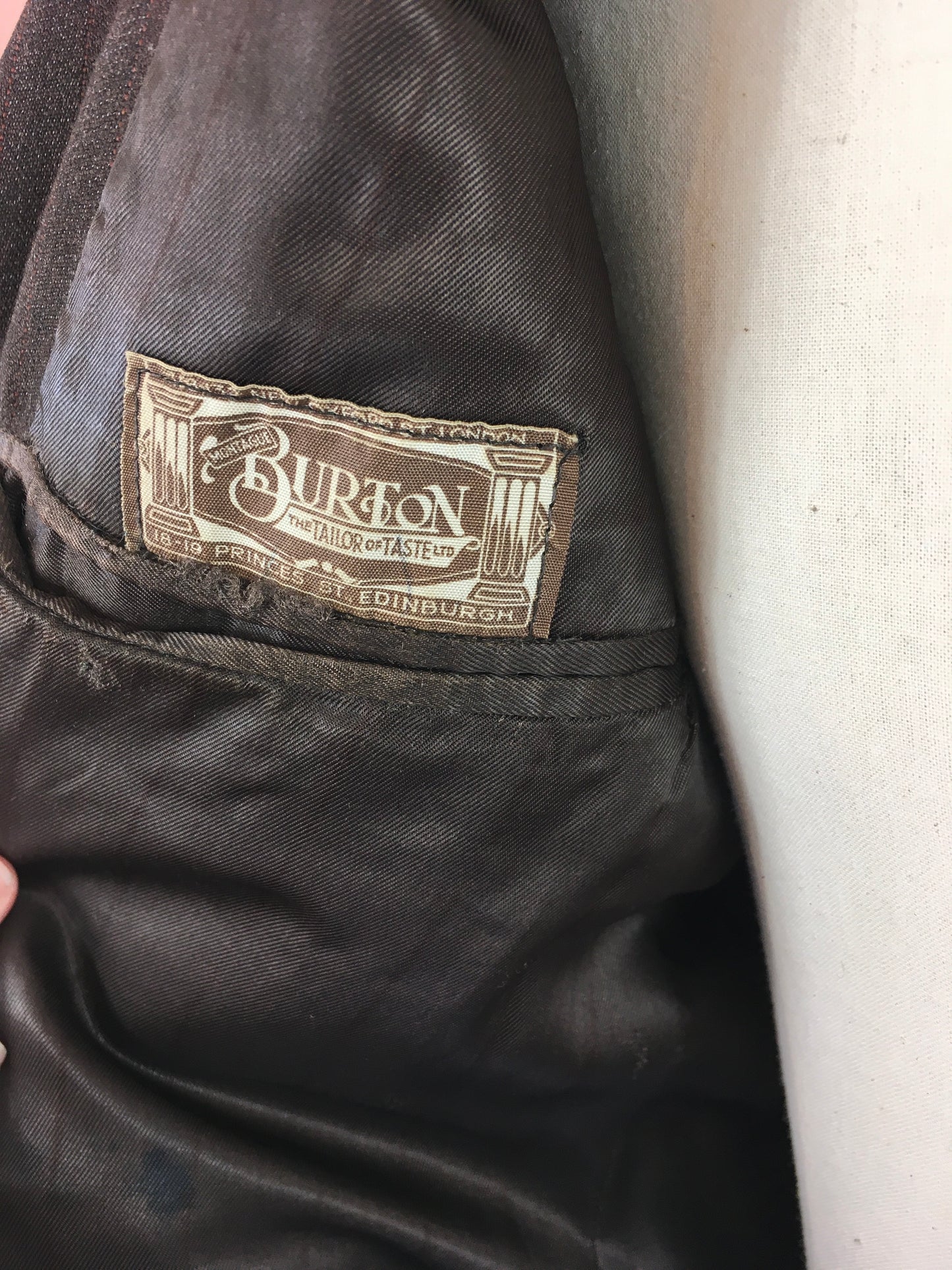 Original 1940’s CC41 Montague Burton Jacket - In a Lovely Brown with Orange and Pink Pinstripe