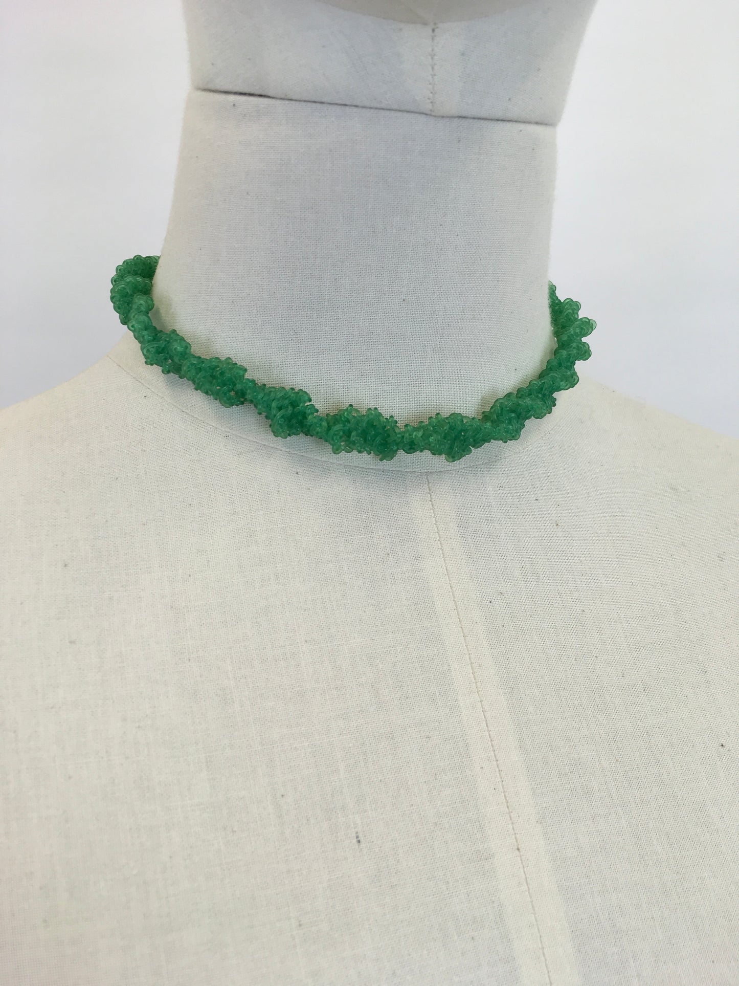 Original 1940’s Telephone Wire Necklace ‘ Scoobie’ - In a Grassy Green