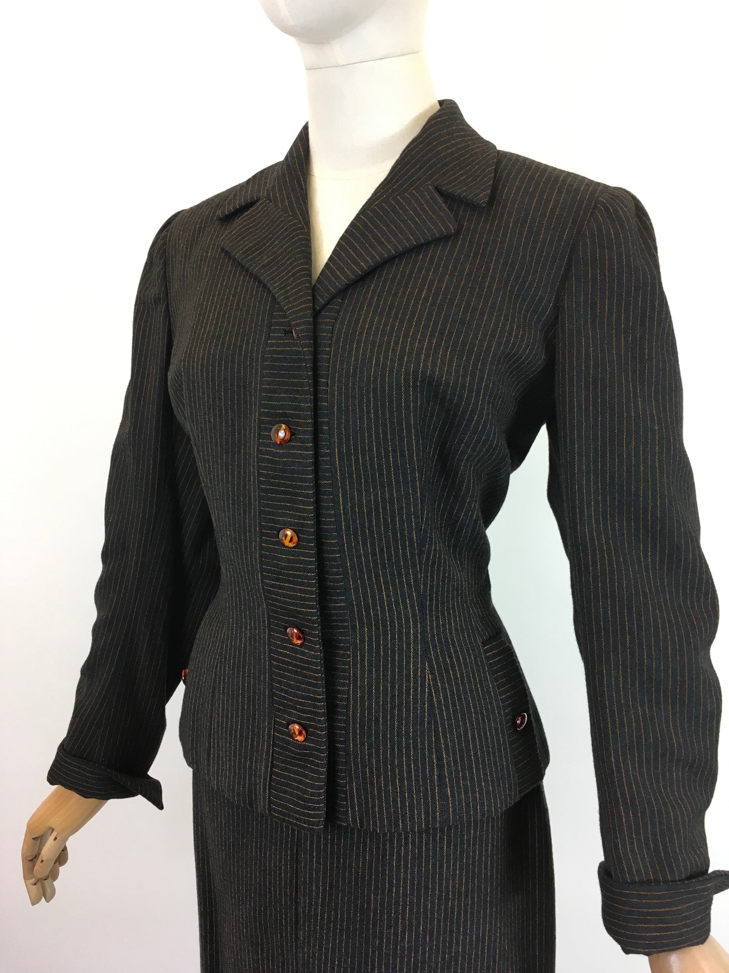 Original 1940’s Sensational American 2pc Suit by ‘ Peck and Peck’ - In Brown and Orange Pinstripe