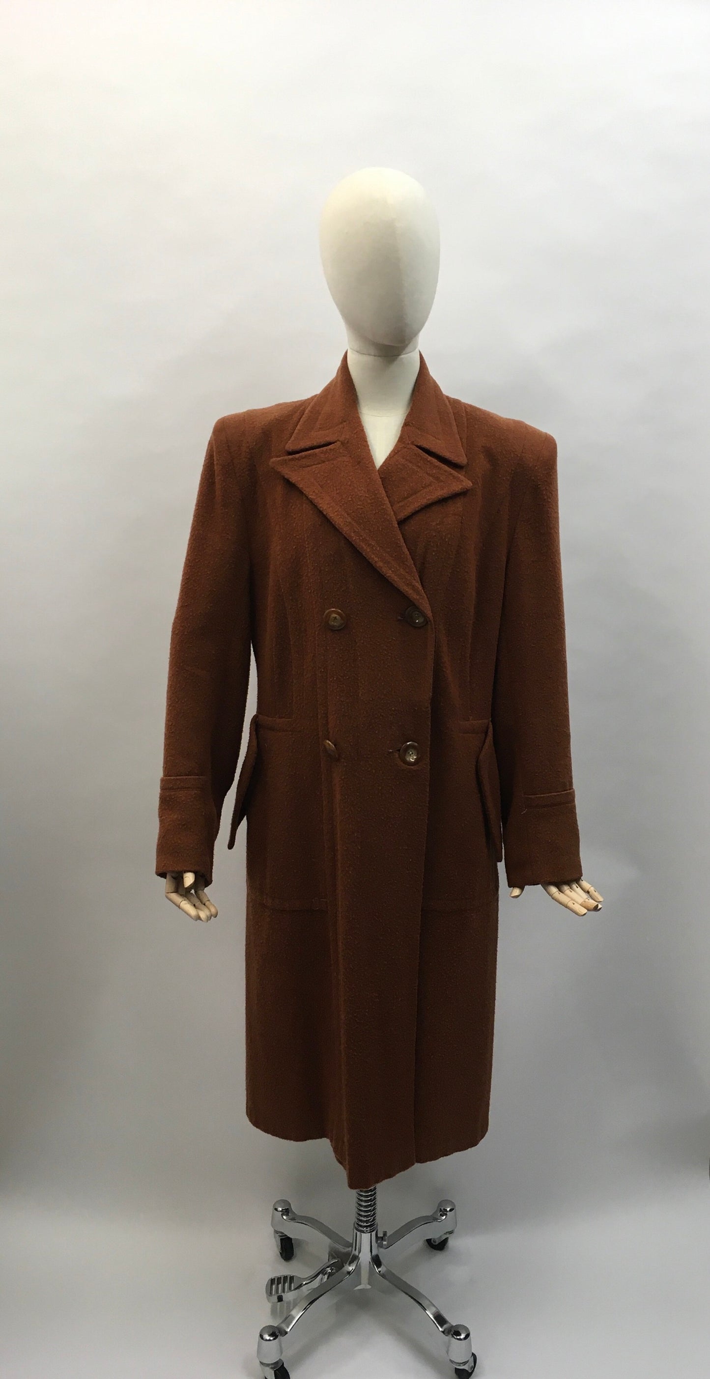 Original 1940s Utility CC41 Rust Coat - Exquisitely Tailored in a lovely soft rust wool